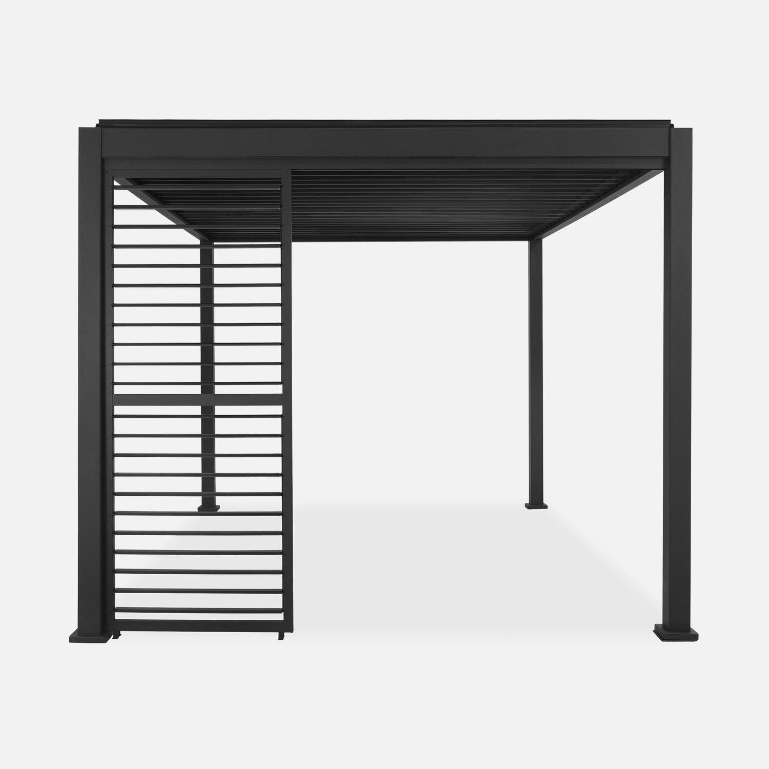 Pergola bioclimatique aluminium 4x3m anthracite + 3 persiennes 100cm lames orientables Triomphe Photo3