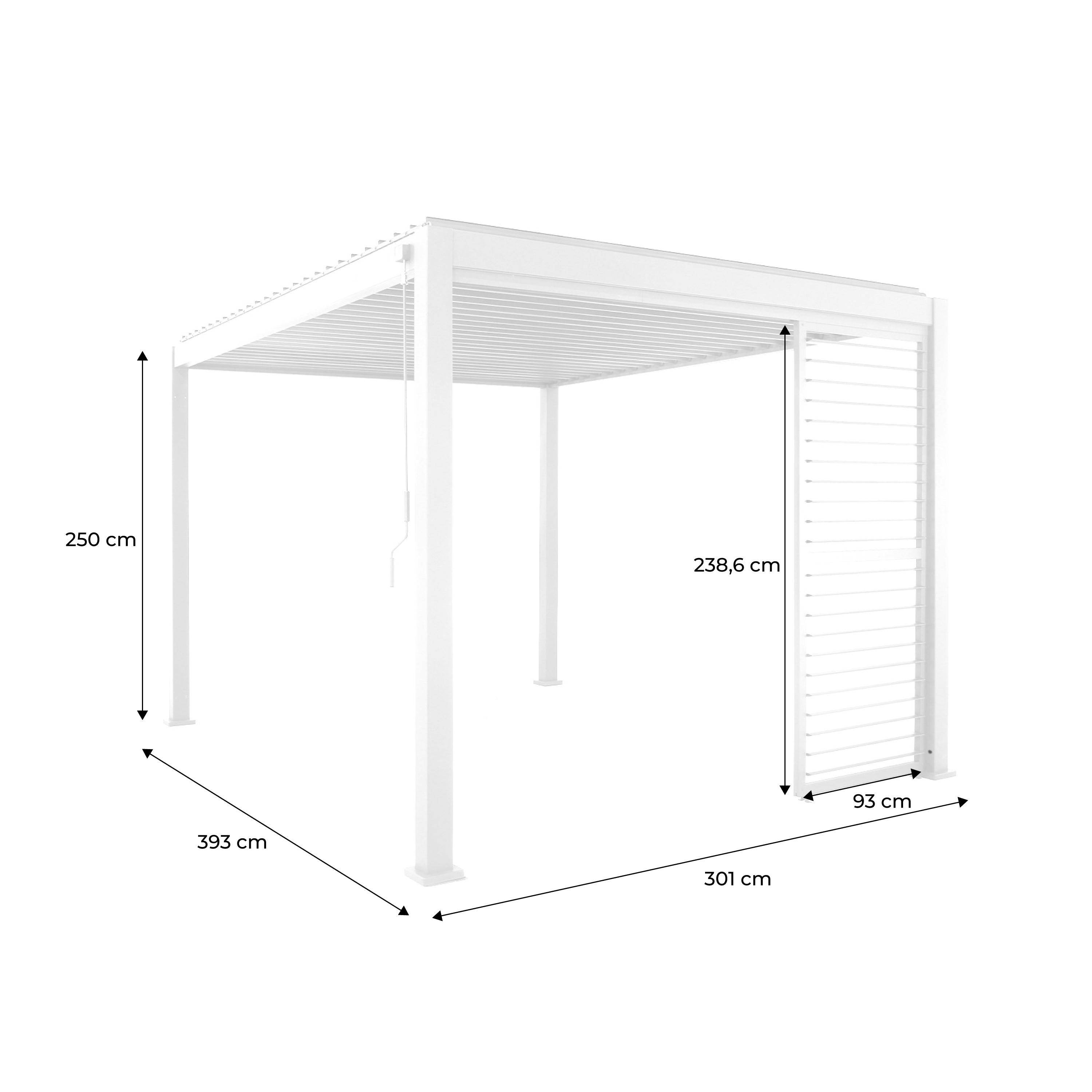 Pergola bioclimatique aluminium 4x3m blanc + 3 persiennes 100cm lames orientables Triomphe,sweeek,Photo6