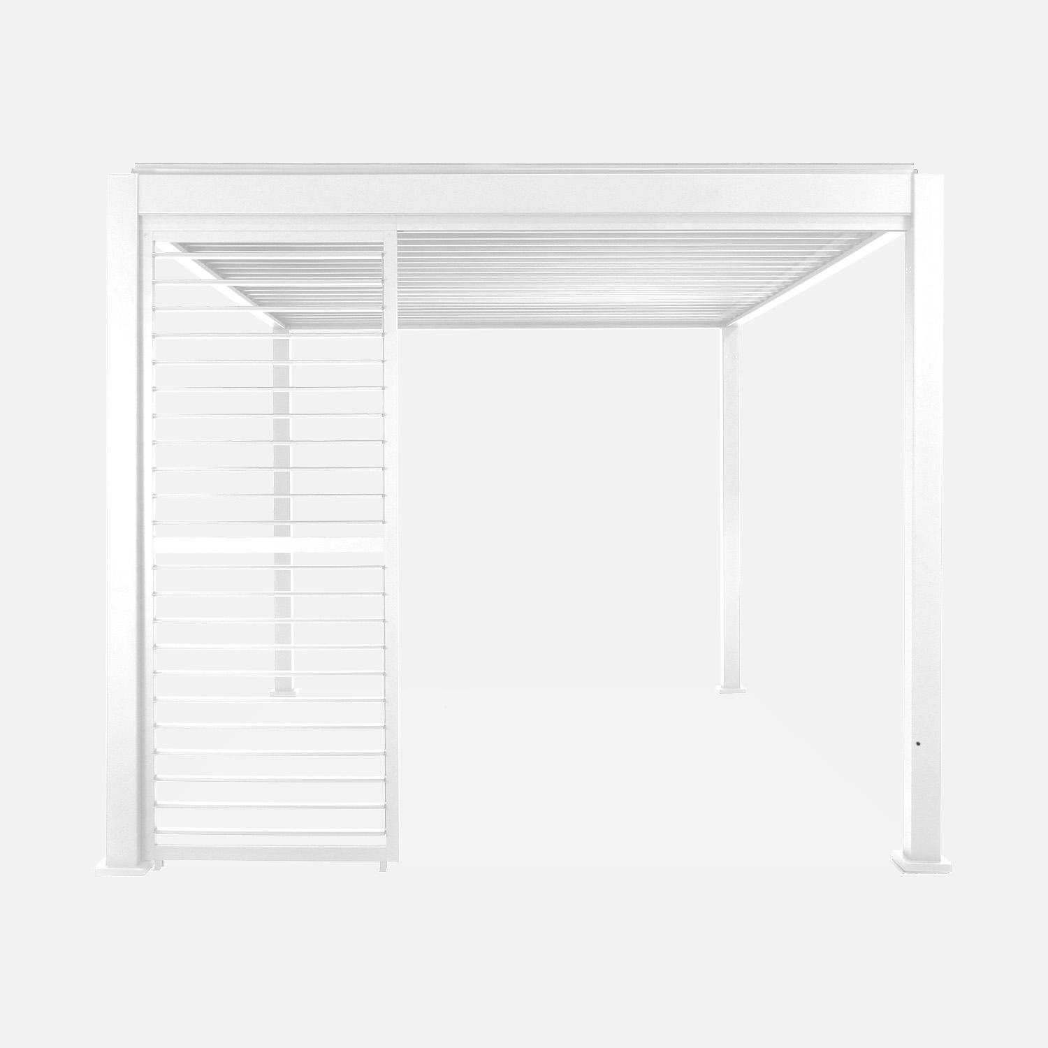 Pergola bioclimatique aluminium 4x3m blanc + 3 persiennes 100cm lames orientables Triomphe,sweeek,Photo3