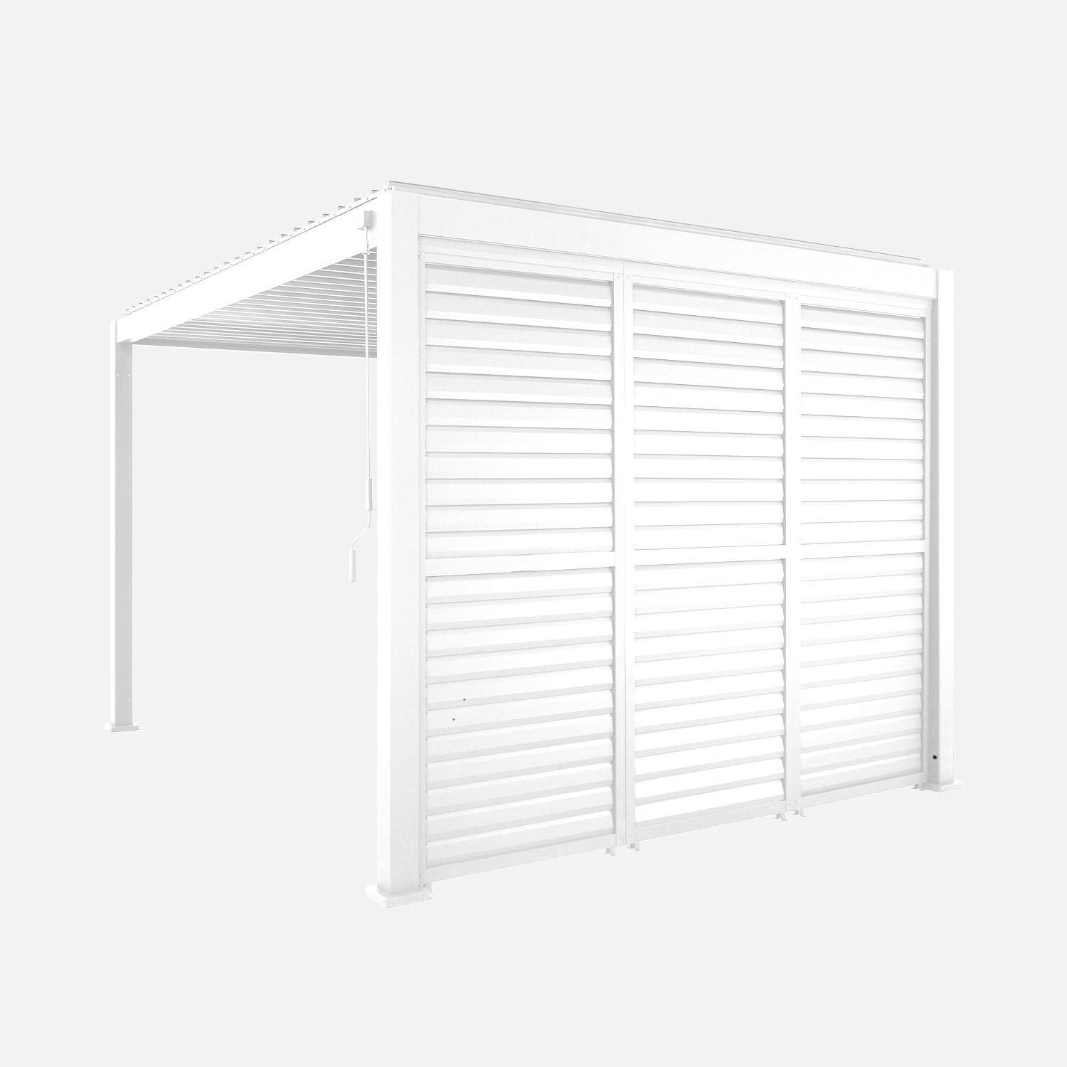 Pergola met lamellendak 4x3m aluminium met verstelbare lamellen en 3 lamellenwanden 100cm wit - Triomphe,sweeek,Photo2