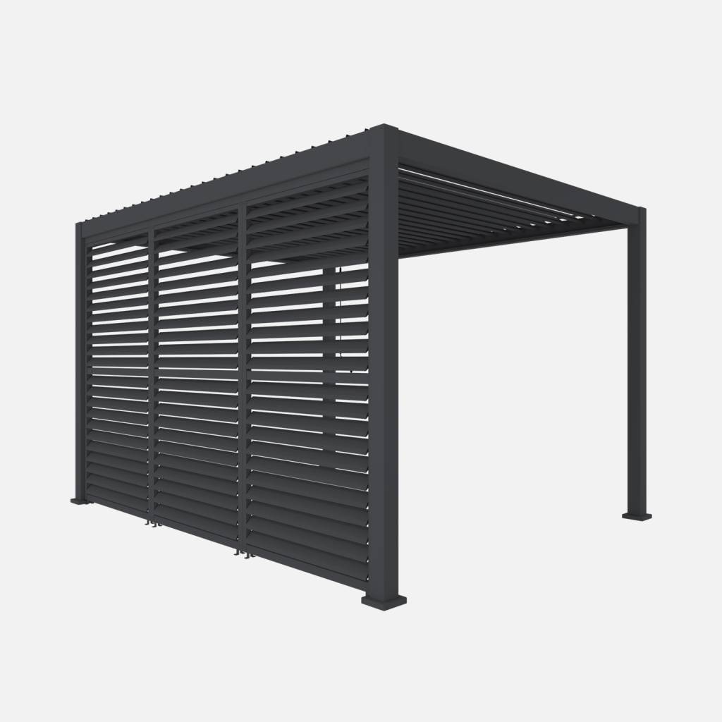 Pérgola bioclimática de alumínio 4x3m + 3 persianas 130cm com lâminas orientáveis Triomphe, Antracite