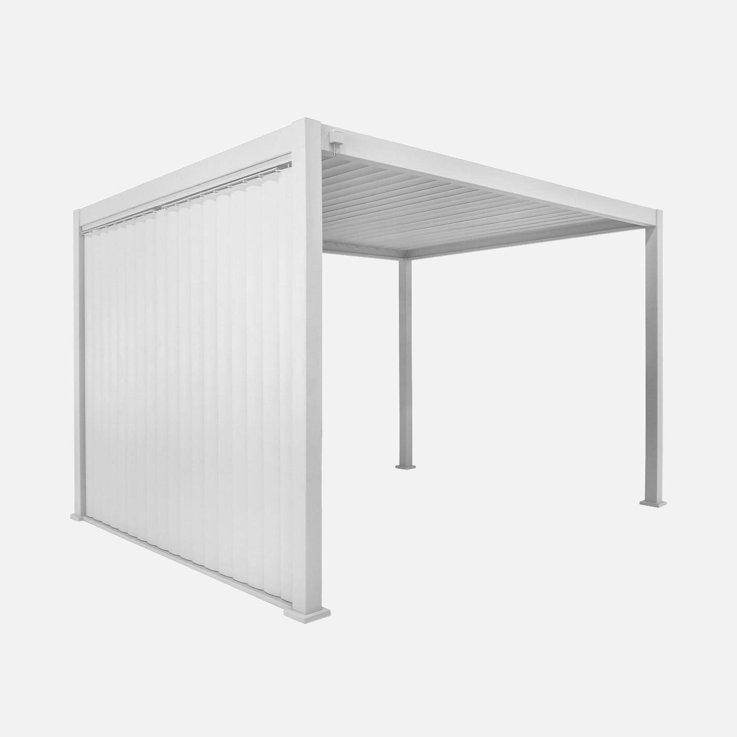 Pergola bioclimatica 3x4m in alluminio  + pannello verticale 3m Bianco - 398x300x235 cm,sweeek,Photo2