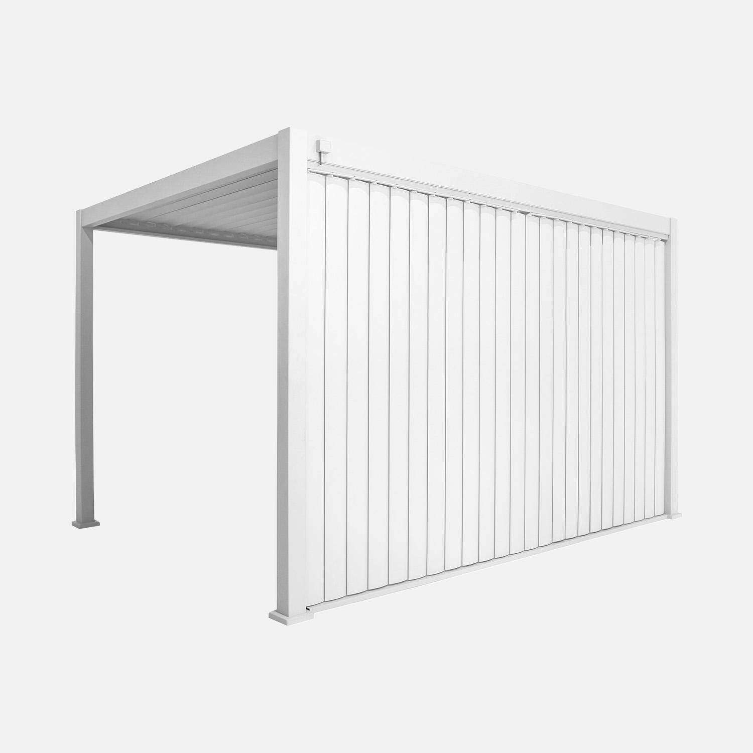 Pérgola bioclimática de aluminio 3x4m + panel vertical 4m  Blanco - 398x300x235 cm,sweeek,Photo1