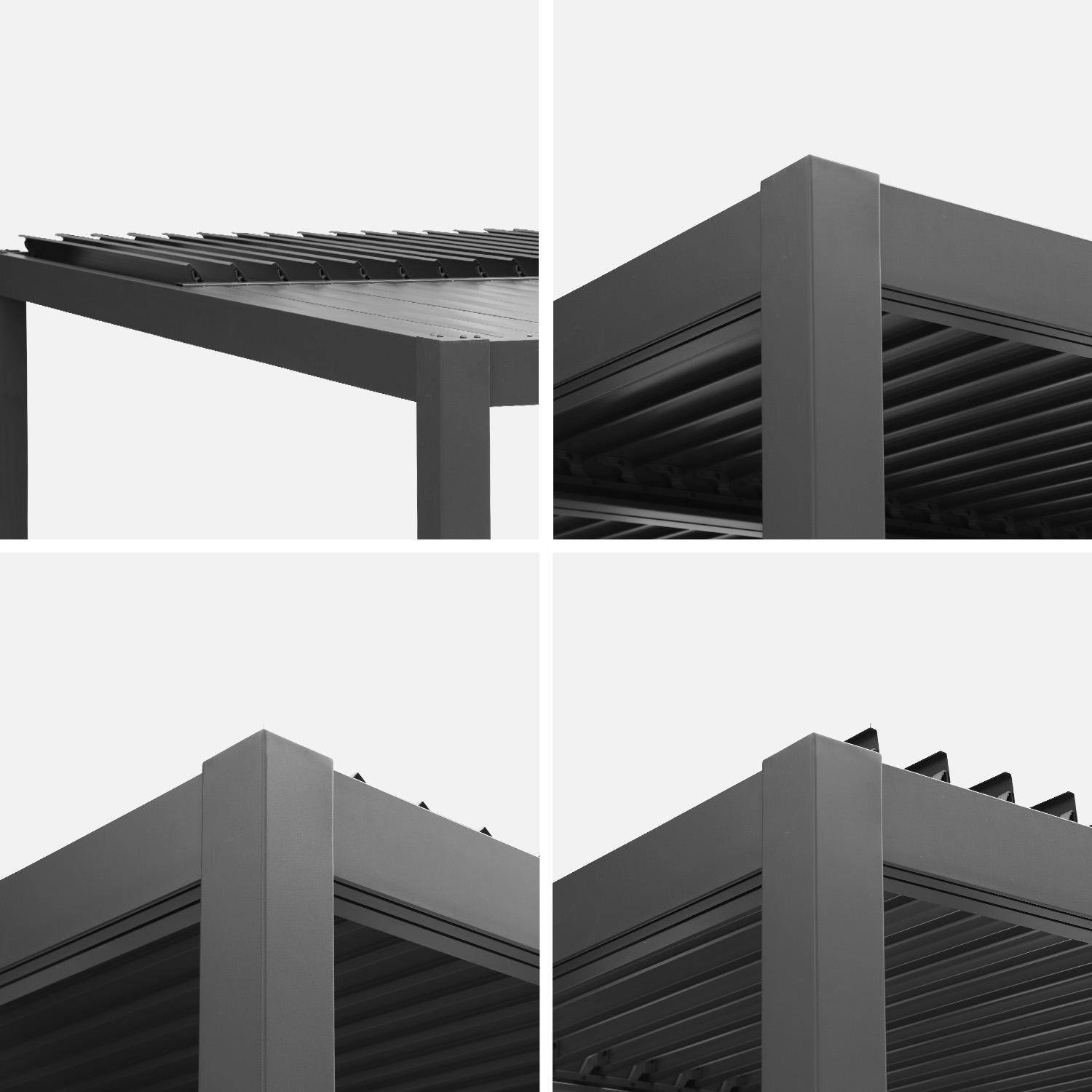 Louvered pergola 4x3m and 3 100 cm adjustable slat louver panels anthracite  - Palace,sweeek,Photo4