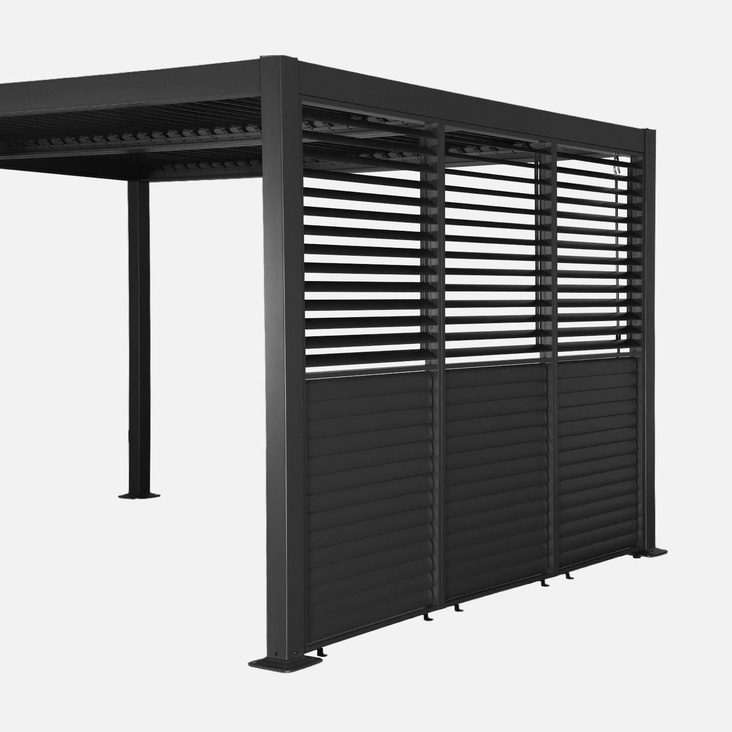 Pergola bioclimatica in alluminio e acciaio 4x3m + 3 persiane 100cm con lamelle orientabili Palace Antracite - 392x292x231 cm,sweeek,Photo2