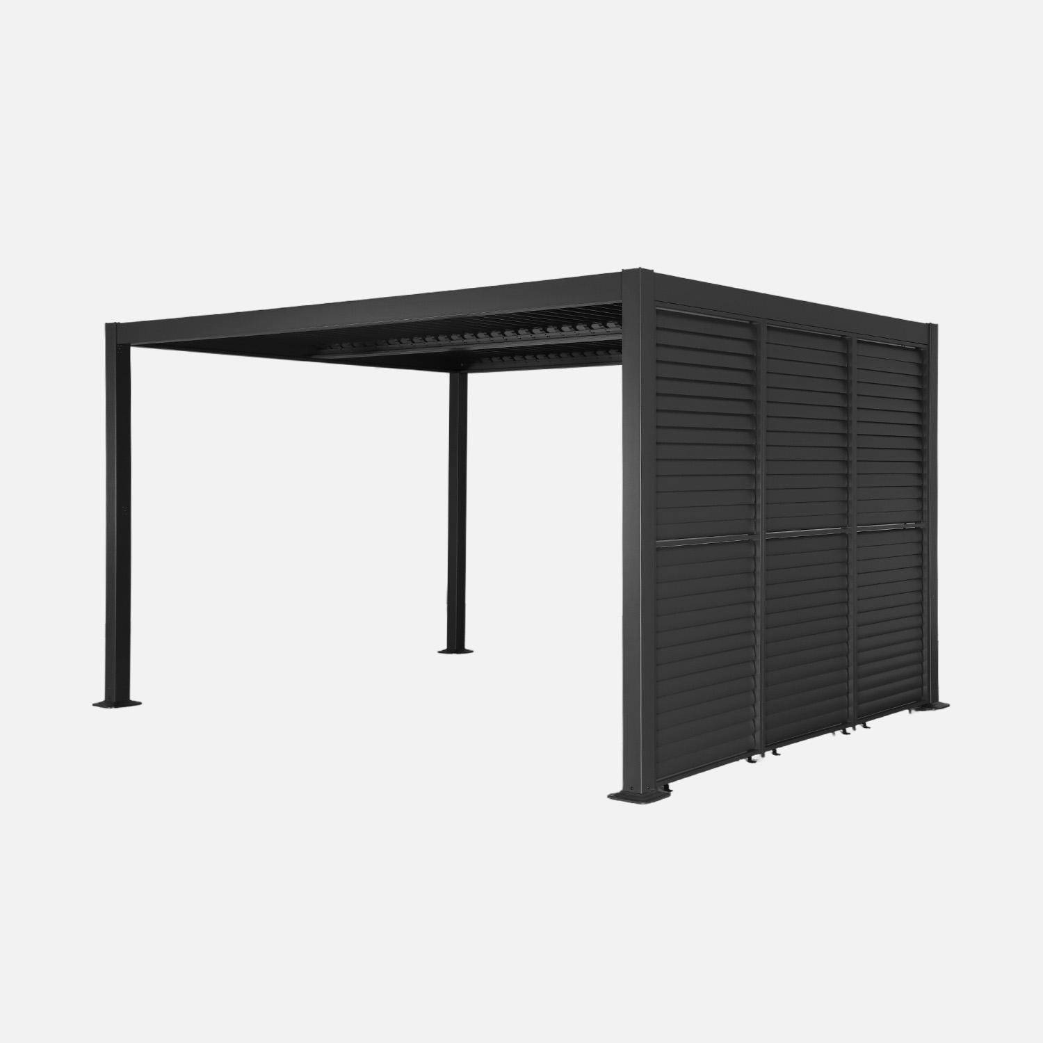 Louvered pergola 4x3m and 3 100 cm adjustable slat louver panels anthracite  - Palace,sweeek,Photo2