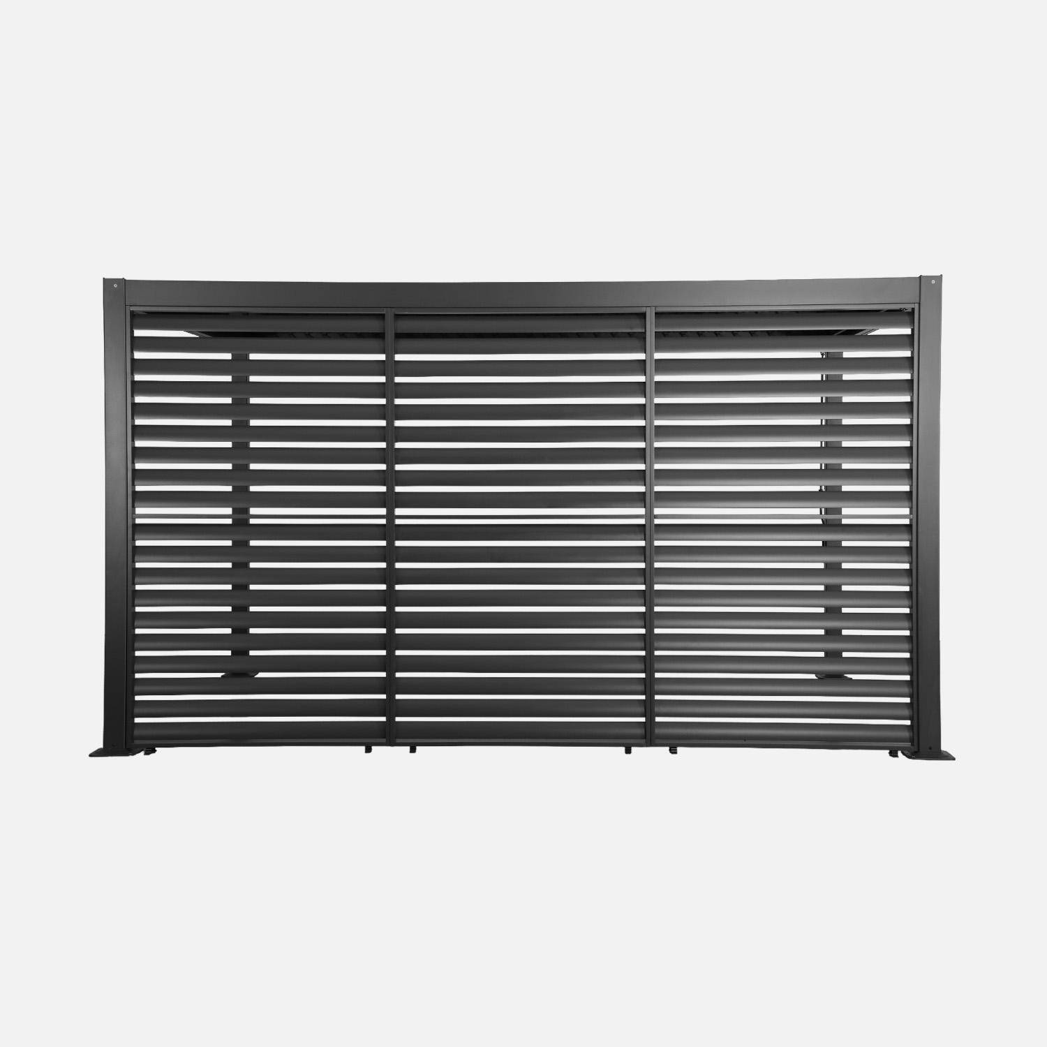 Pergola bioclimatica in alluminio e acciaio 4x3m + 3 persiane 130cm Palace Antracite - 392x292x231 cm,sweeek,Photo2