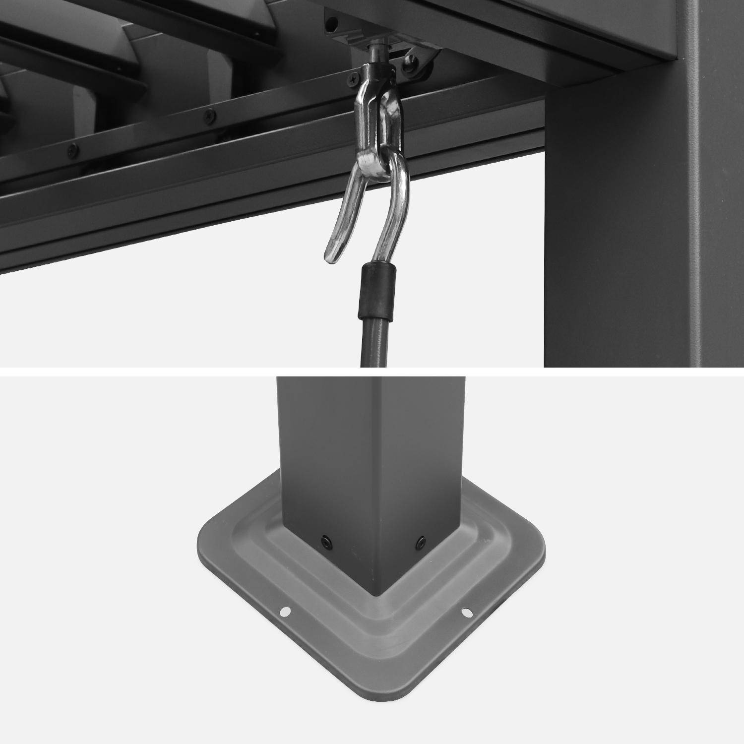 Pérgola bioclimática de alumínio e aço 3x4m + 3 persianas 1.3m  Antracite - 392x292x231 cm,sweeek,Photo6