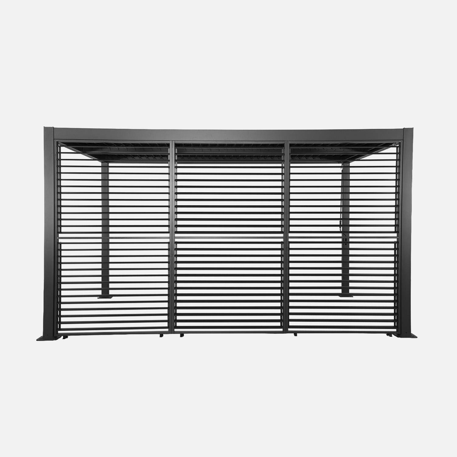 Pergola bioclimatica in alluminio e acciaio 4x3m + 3 persiane 130cm con lamelle orientabili Palace Antracite - 392x292x232 cm Photo2