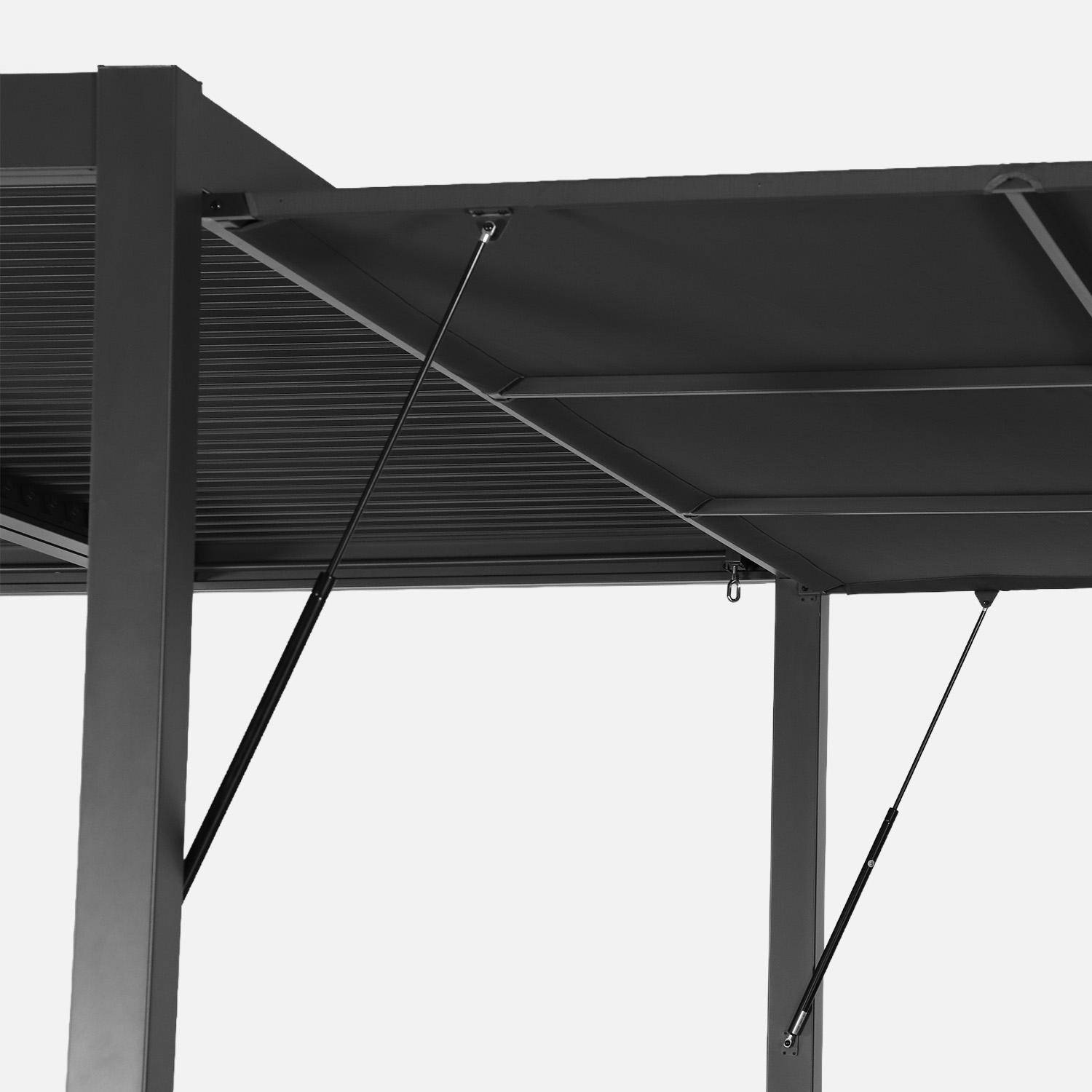 Pergola bioclimatica in alluminio e acciaio 4x3m + tenda 4m Palace Antracite - 392x292x232 cm Photo4