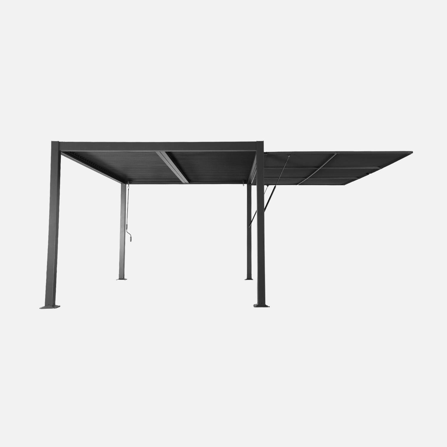 Pergola bioclimatica in alluminio e acciaio 4x3m + tenda 4m Palace Antracite - 392x292x232 cm,sweeek,Photo2