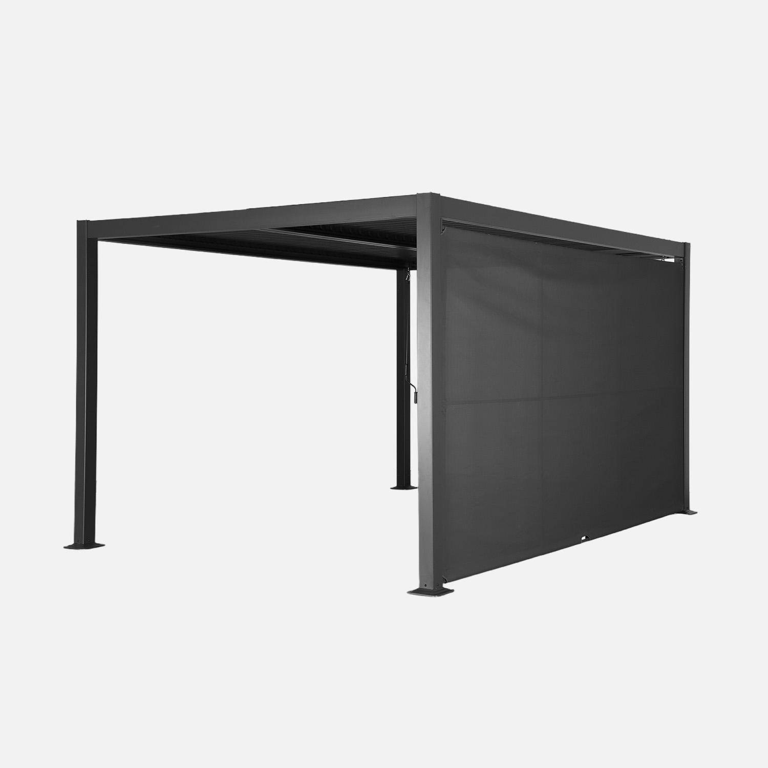 Pergola bioclimatica in alluminio e acciaio 4x3m + tenda 4m Palace Antracite - 392x292x232 cm,sweeek,Photo1