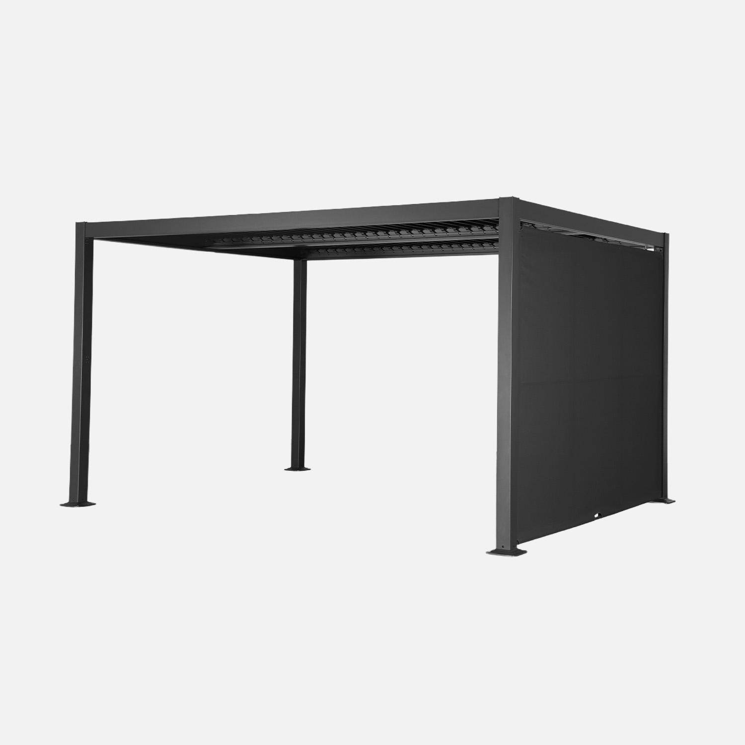 Pergola bioclimatique aluminium et acier 3x3m + auvent 3m anthracite Palace Photo1