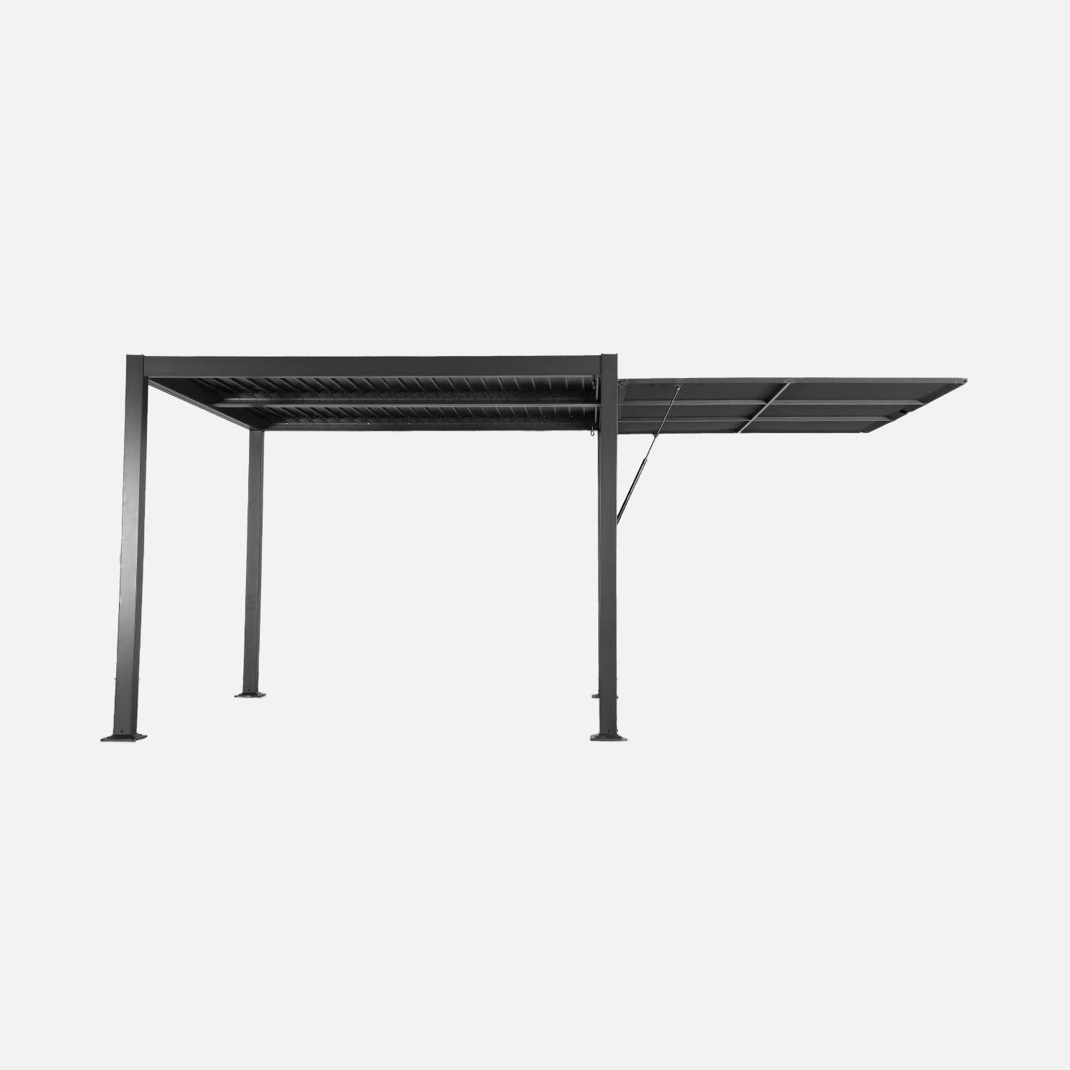 Pergola mit Lamellendach Palace 3x3m mit Vordach 3m anthrazit Photo2