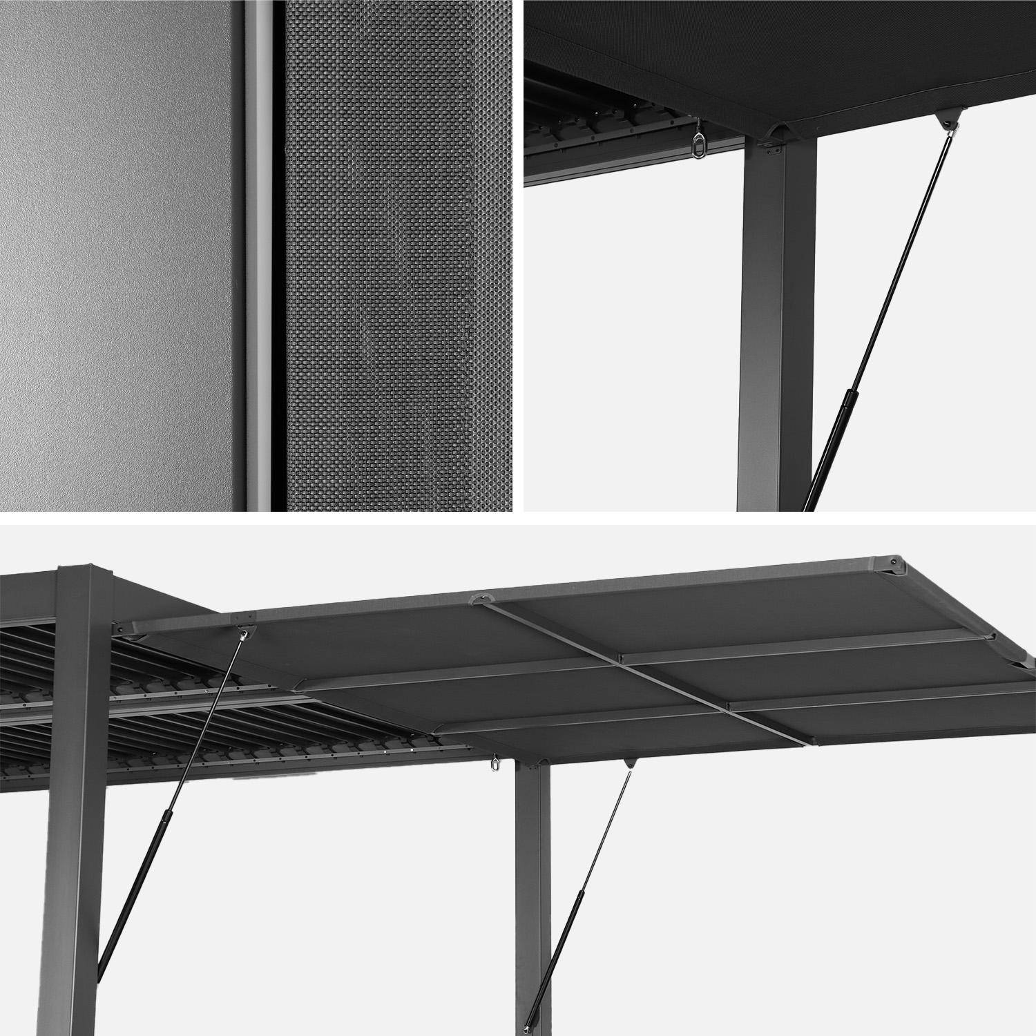 Pergola met lamellendak 3x3m staal en aluminium met verstelbare lamellen en luifel 3m antraciet - Palace,sweeek,Photo4