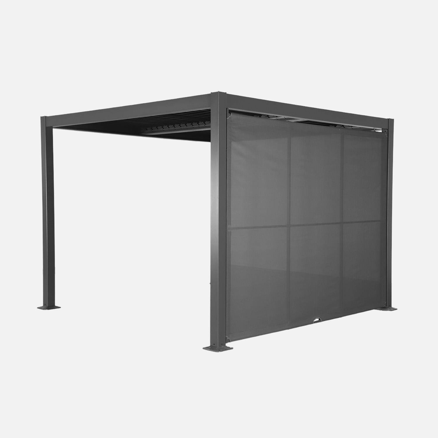 Pergola met lamellendak 3x3m staal en aluminium met verstelbare lamellen en luifel 3m antraciet - Palace,sweeek,Photo2