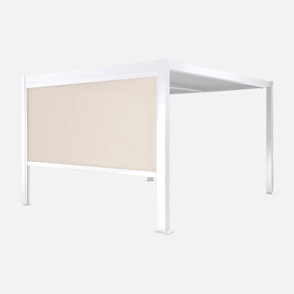 Pergola bioclimática de aluminio y acero 3x3m  + 1 toldo de 3m, Blanco