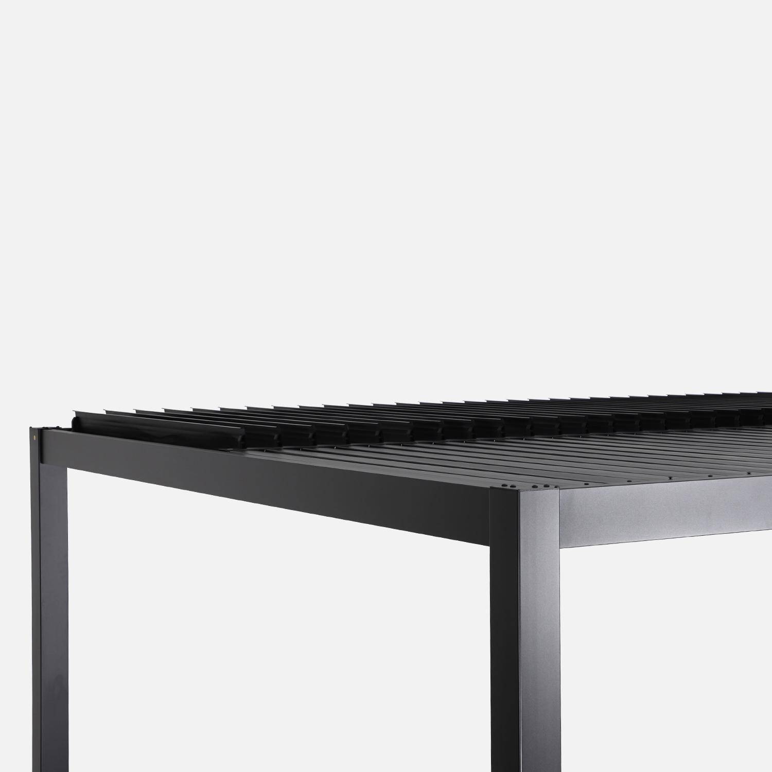 Pergola bioclimatique aluminium et acier 3x3m lames orientables + store 3m PALACE noir Photo2