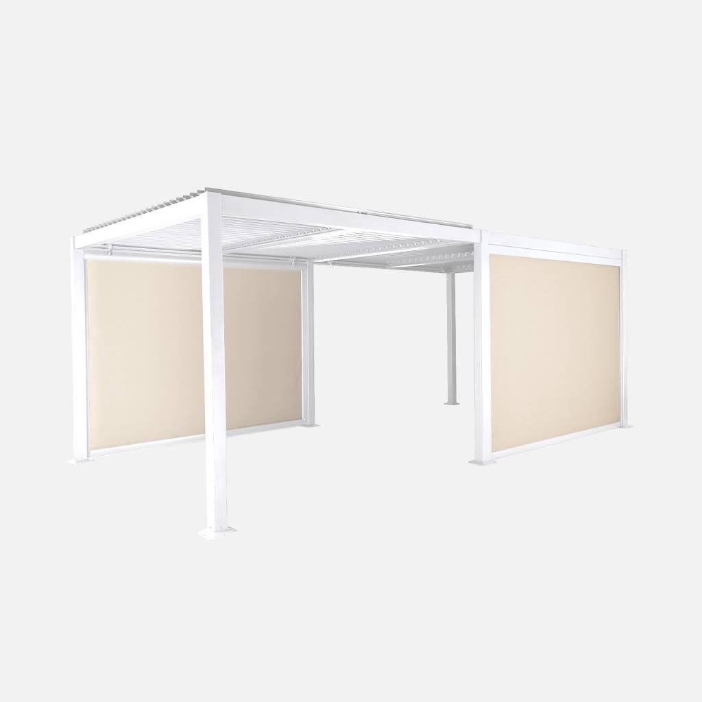 Pergola bioclimatique 6x3m, 2 stores 3m blanc