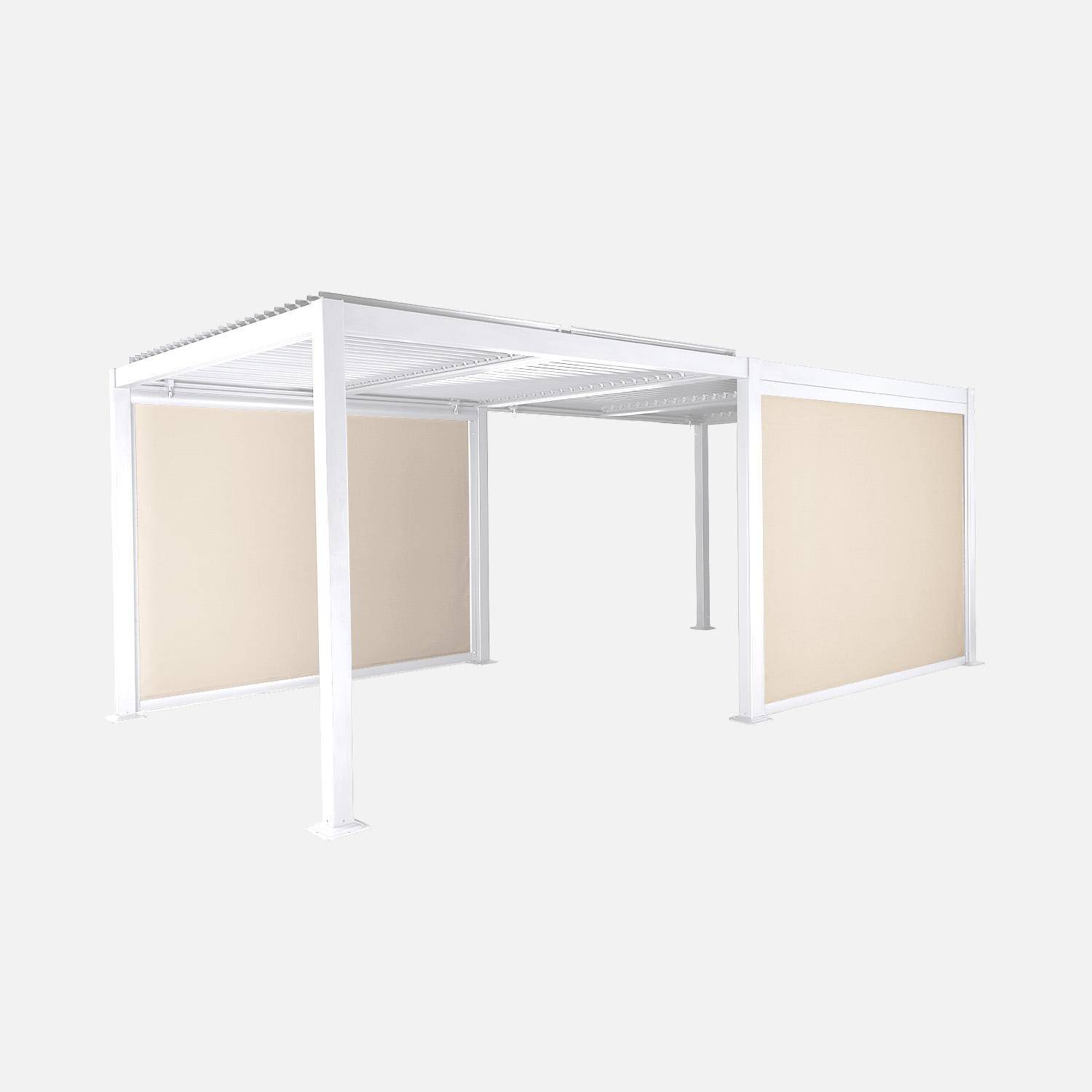 Pergola bioclimatique aluminium et acier 3x6m lames orientables + 2 stores 3m PALACE blanc Photo1