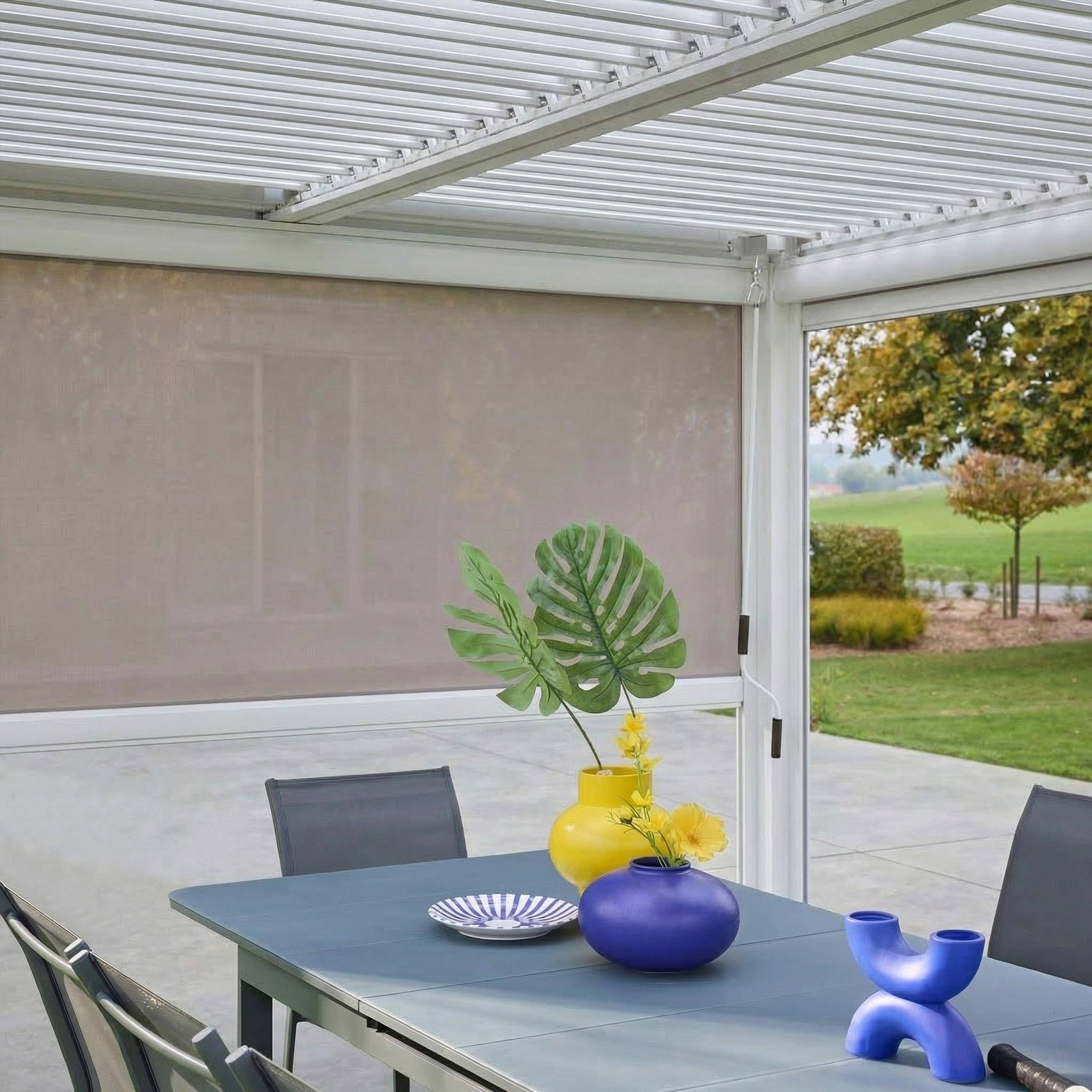 Pérgola bioclimática, alumínio e aço, 3x4m com estore 3m + estore 4m Branco - 300x400x300 cm Photo4
