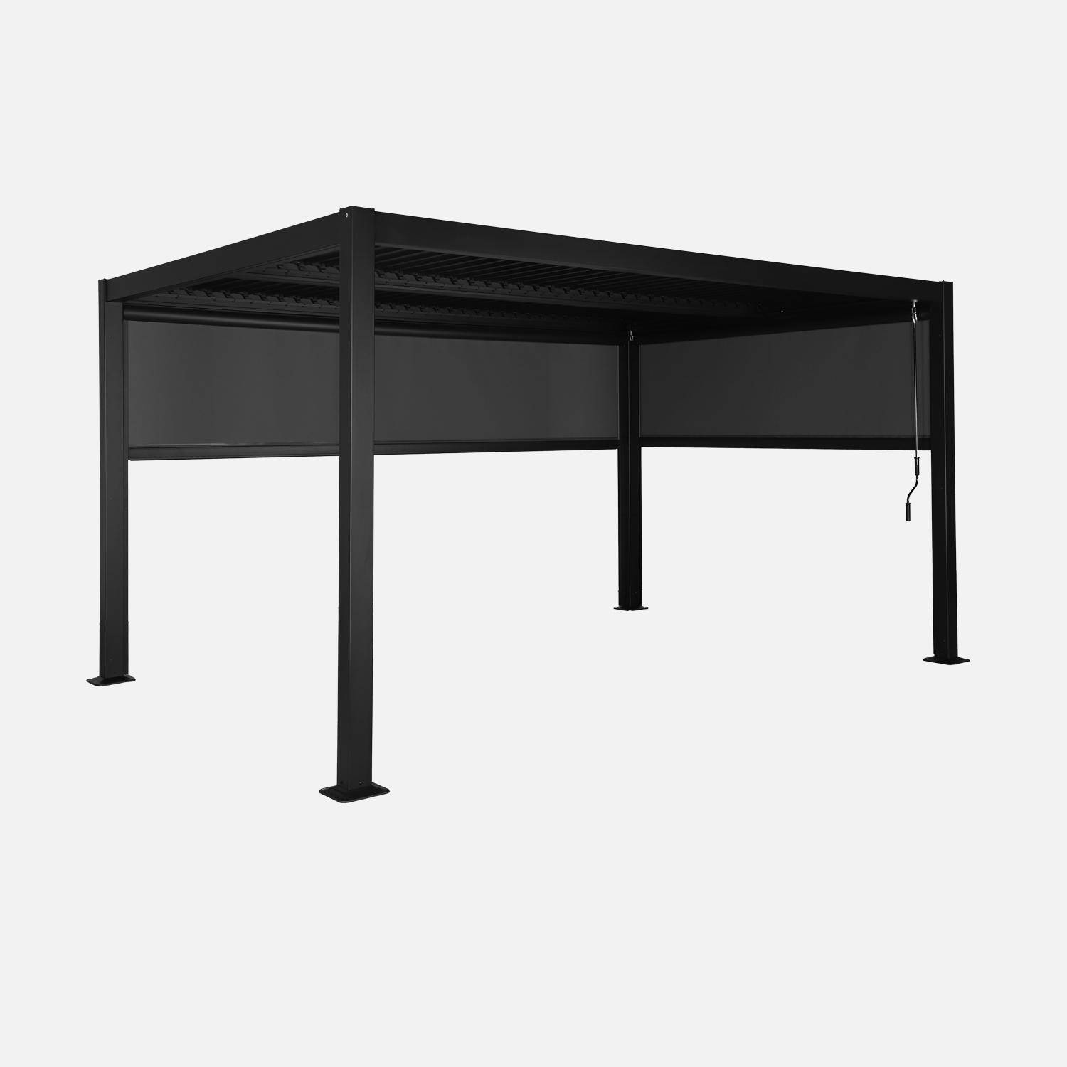 Pergola bioclimatique, aluminium et acier, 3x4m avec store 3m + store 4m Photo2