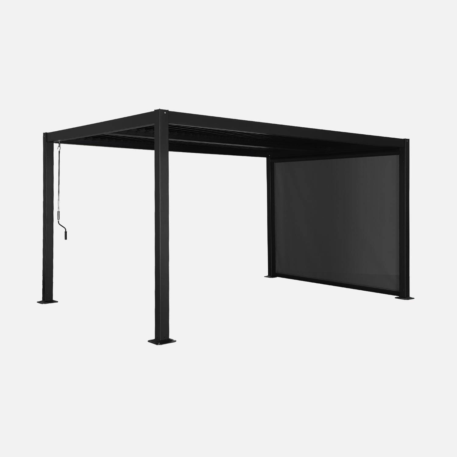 Pergola bioclimatique aluminium et acier 3x4m lames orientables + store 3m PALACE noir,sweeek,Photo1