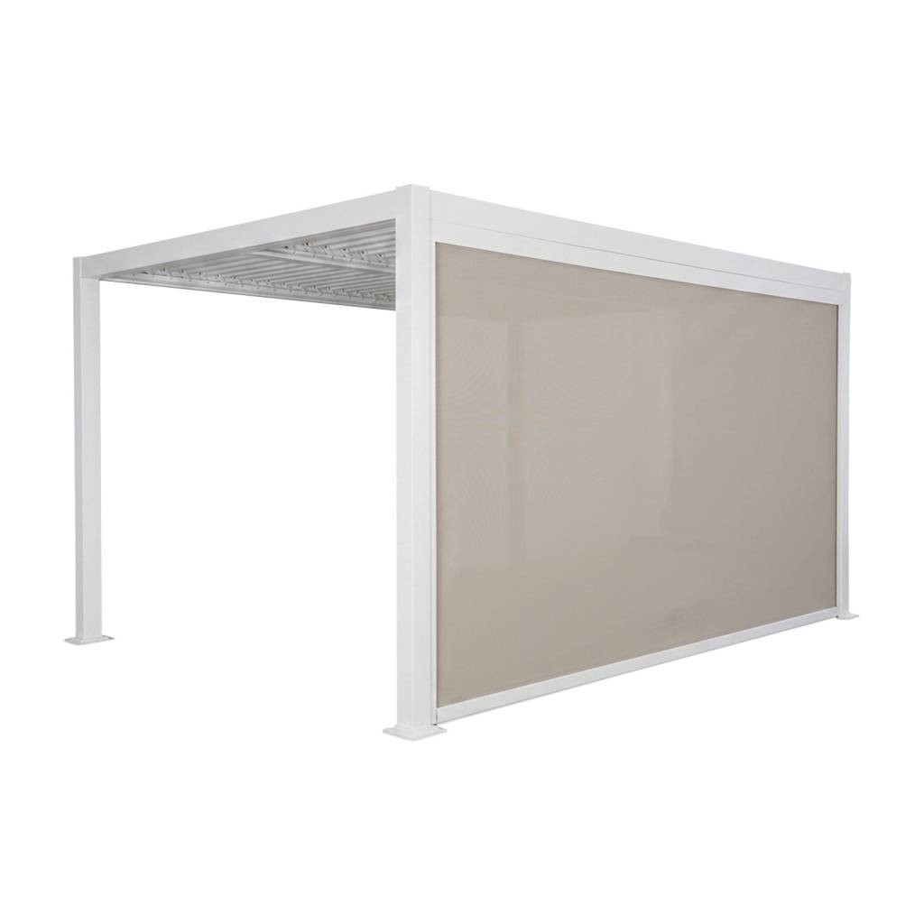 Pérgola bioclimática de aluminio y acero 3x4m + toldo 4m, Blanco