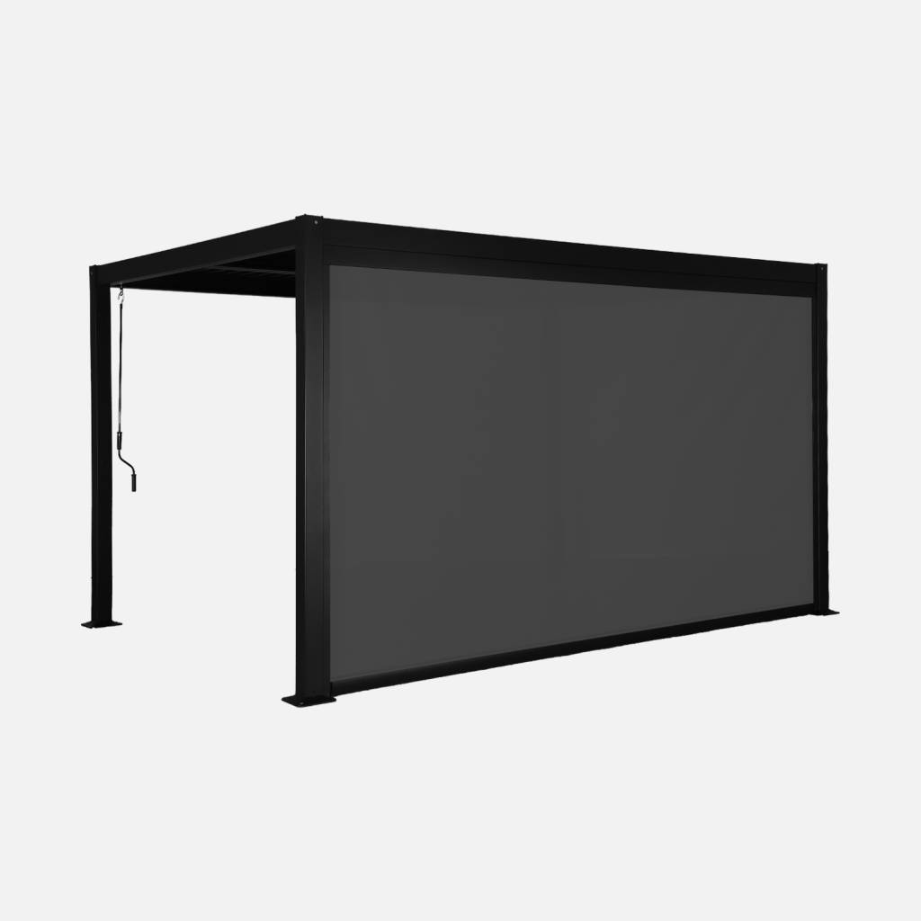 Czarna pergola bioklimatyczna 4x3m, markiza 4m