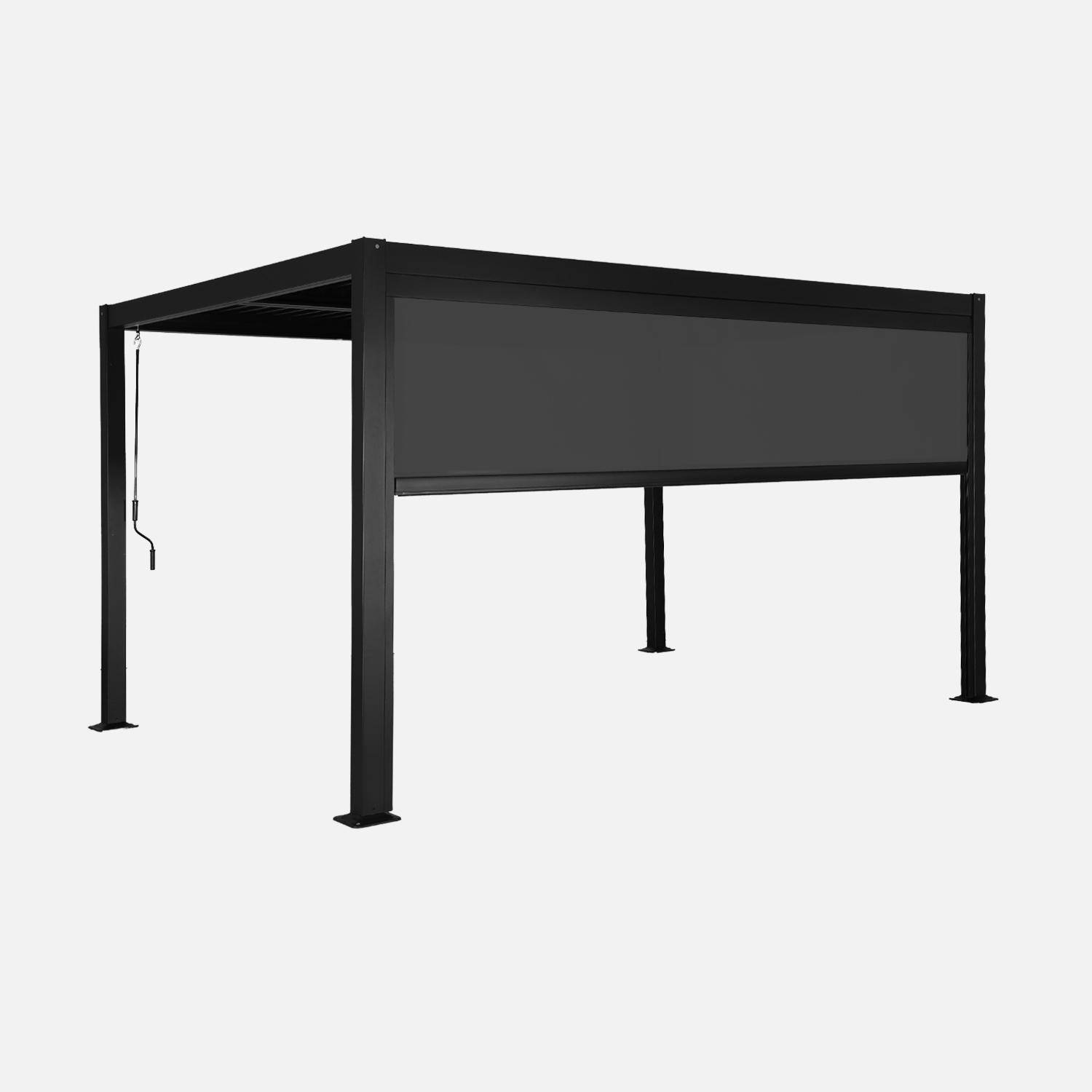 Pergola bioclimatique aluminium et acier 3x4m lames orientables + store 4m PALACE noir,sweeek,Photo2