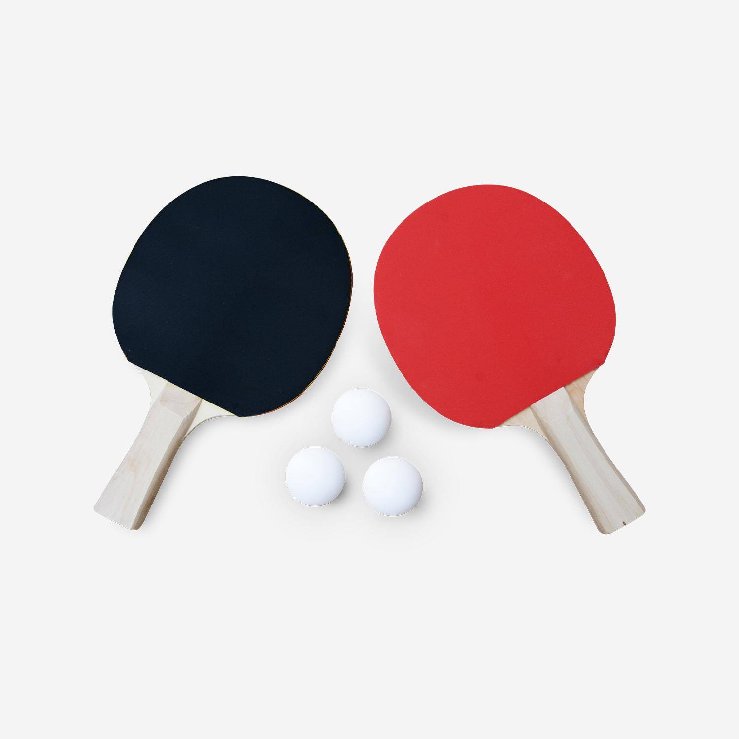 Table de ping pong INDOOR gris - table pliable avec 4 raquettes et 6 balles,sweeek,Photo3