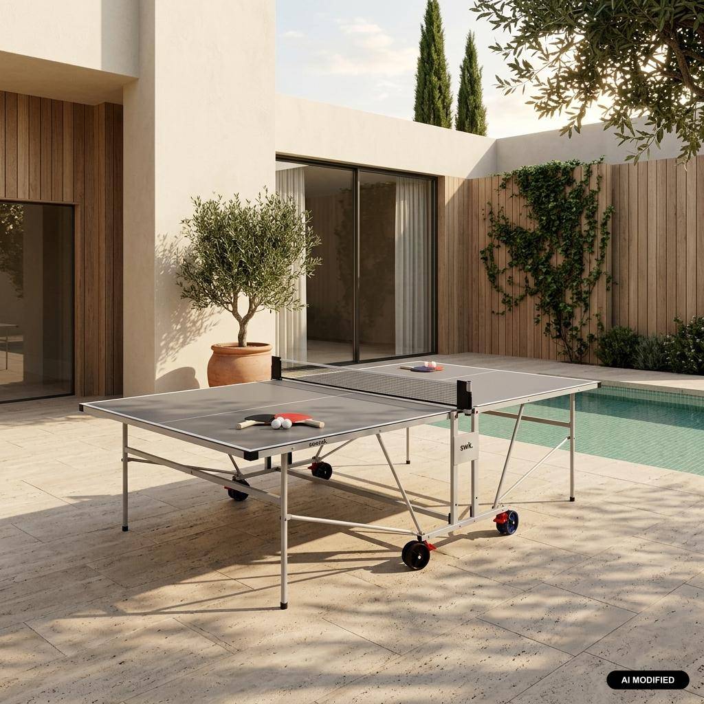 Mesa de ping pong dobrável externa com 4 raquetes e 6 bolas, 274,7cm Cinza - 274.7x182x91.2 cm Photo1