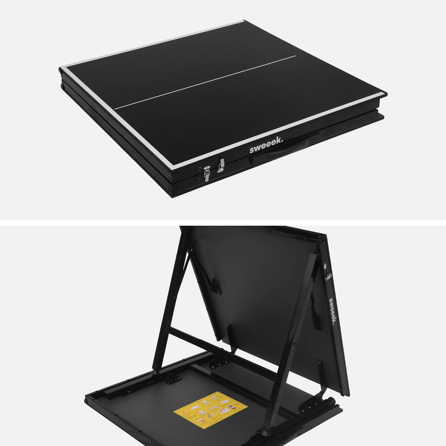 Mini table de ping pong 150x75cm - table pliable INDOOR noir, avec 4 raquettes et 6 balles,sweeek,Photo2