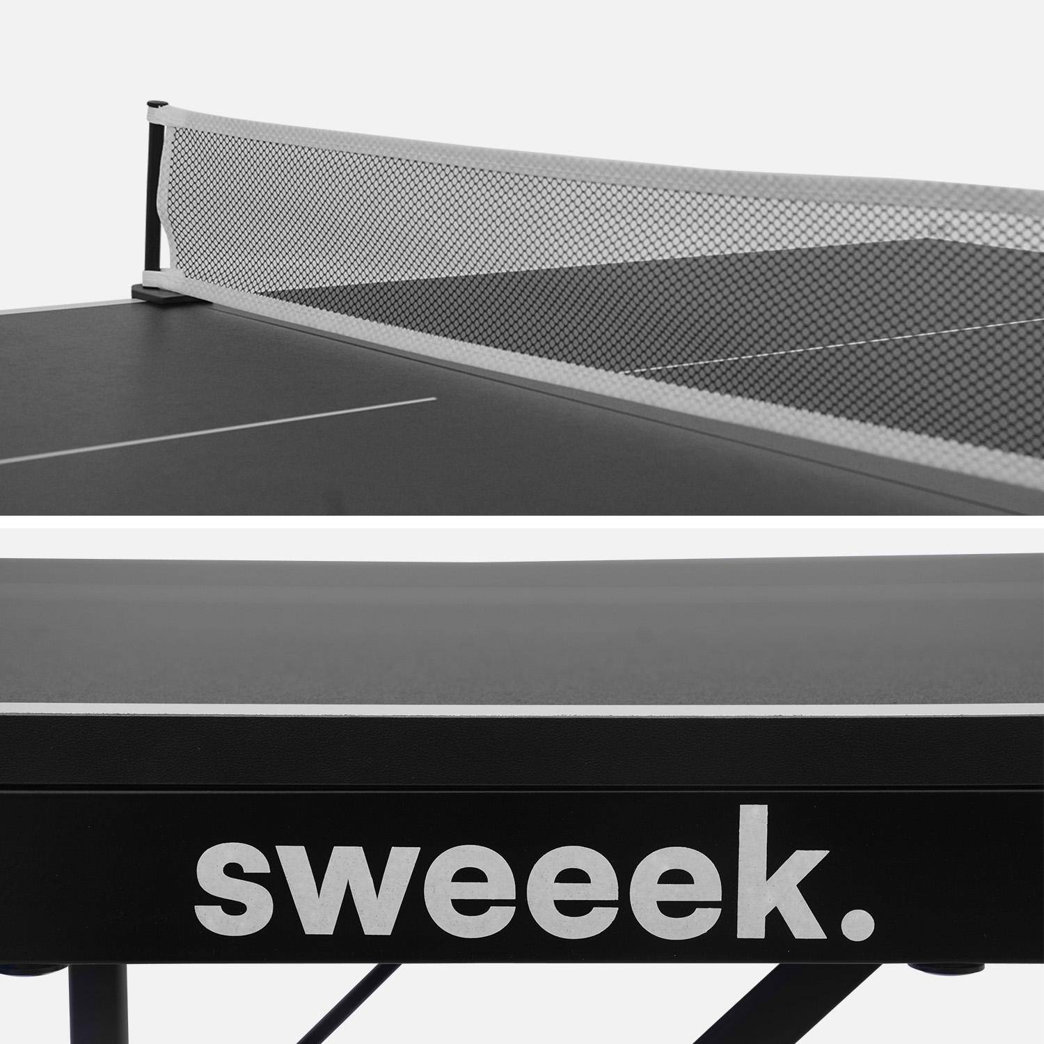 Mini table de ping pong 150x75cm - table pliable INDOOR noir, avec 4 raquettes et 6 balles Photo3