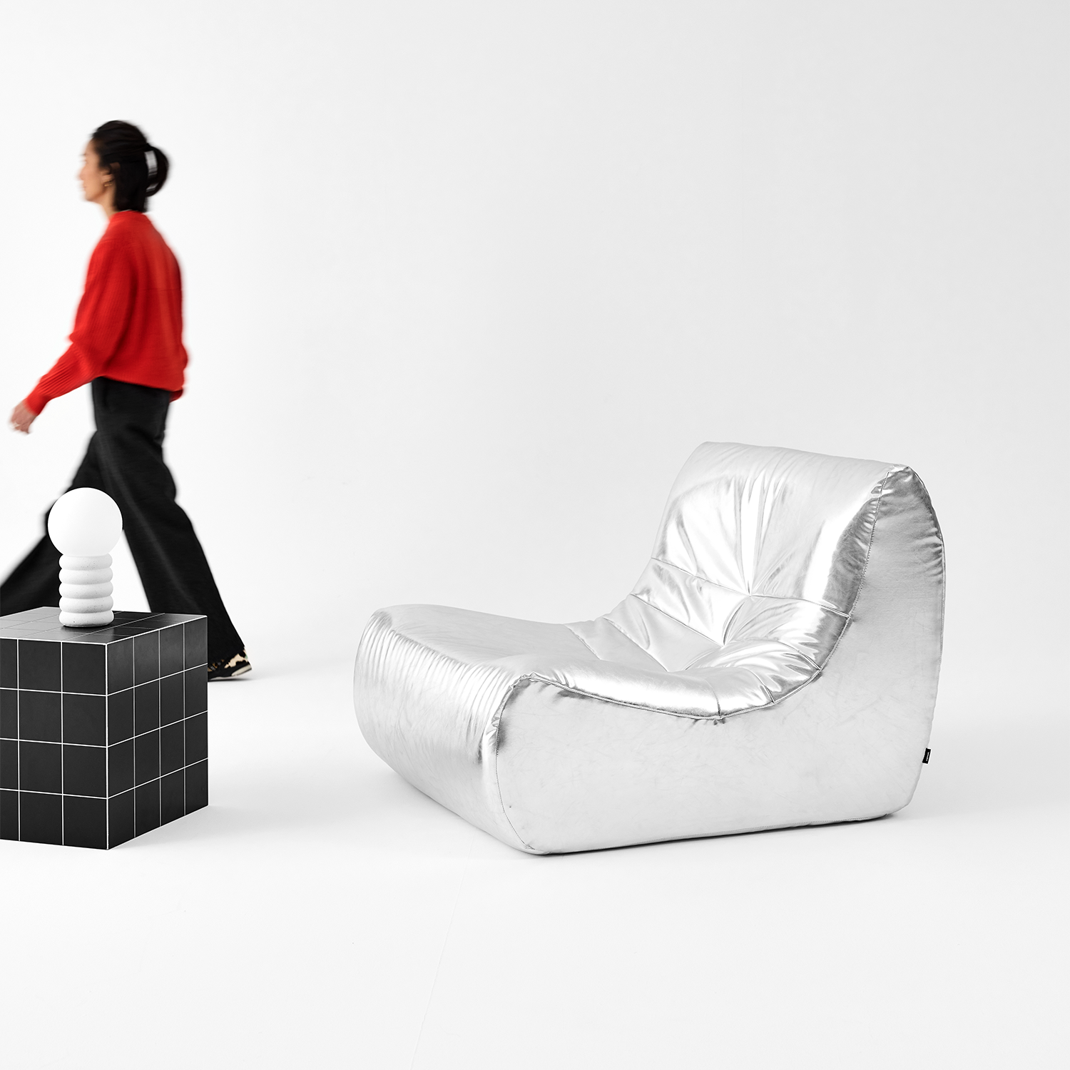 Poltrona retrò in similpelle, 1 posto Argenté - 91x105x72 cm Photo4