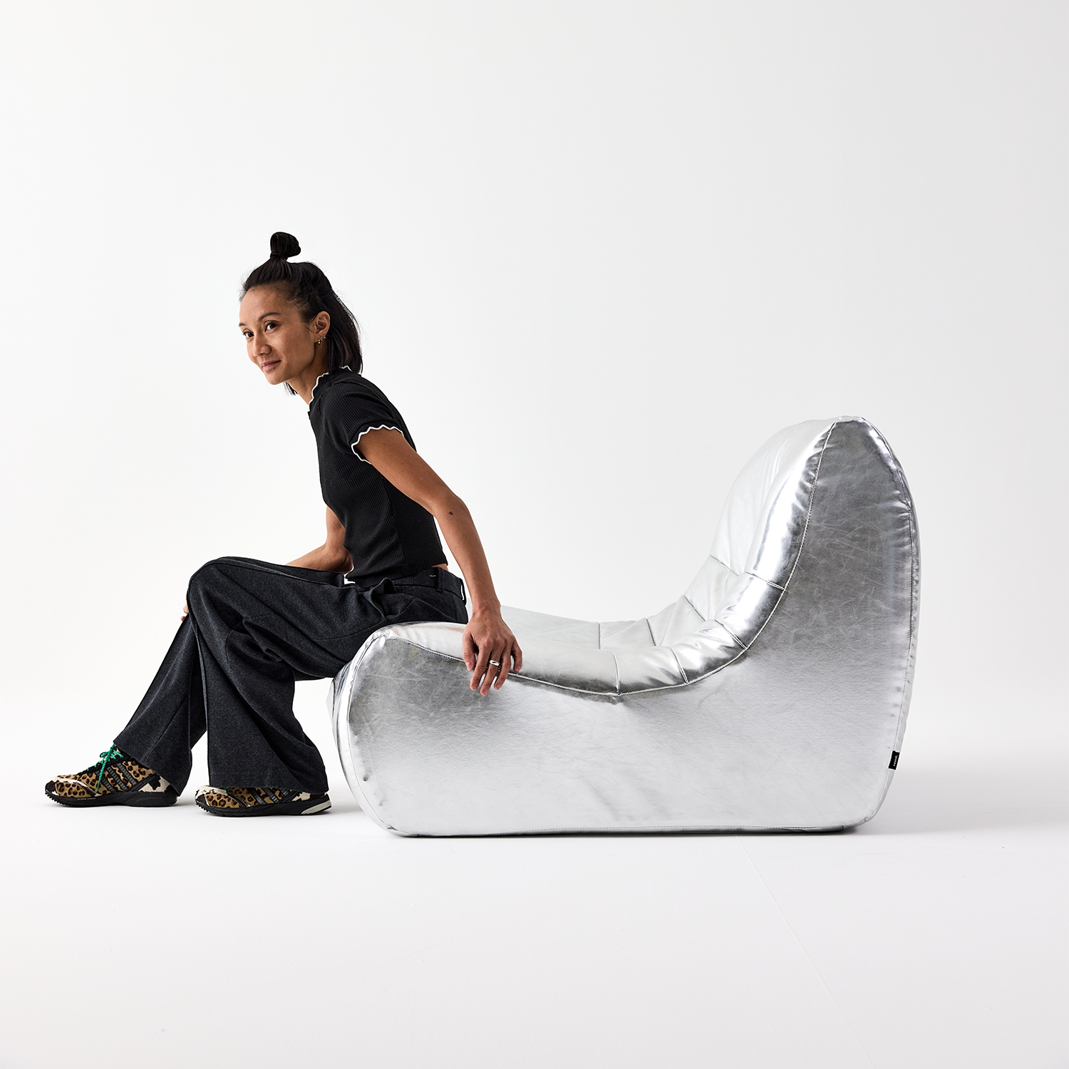 Poltrona retrò in similpelle, 1 posto Argenté - 91x105x72 cm Photo6