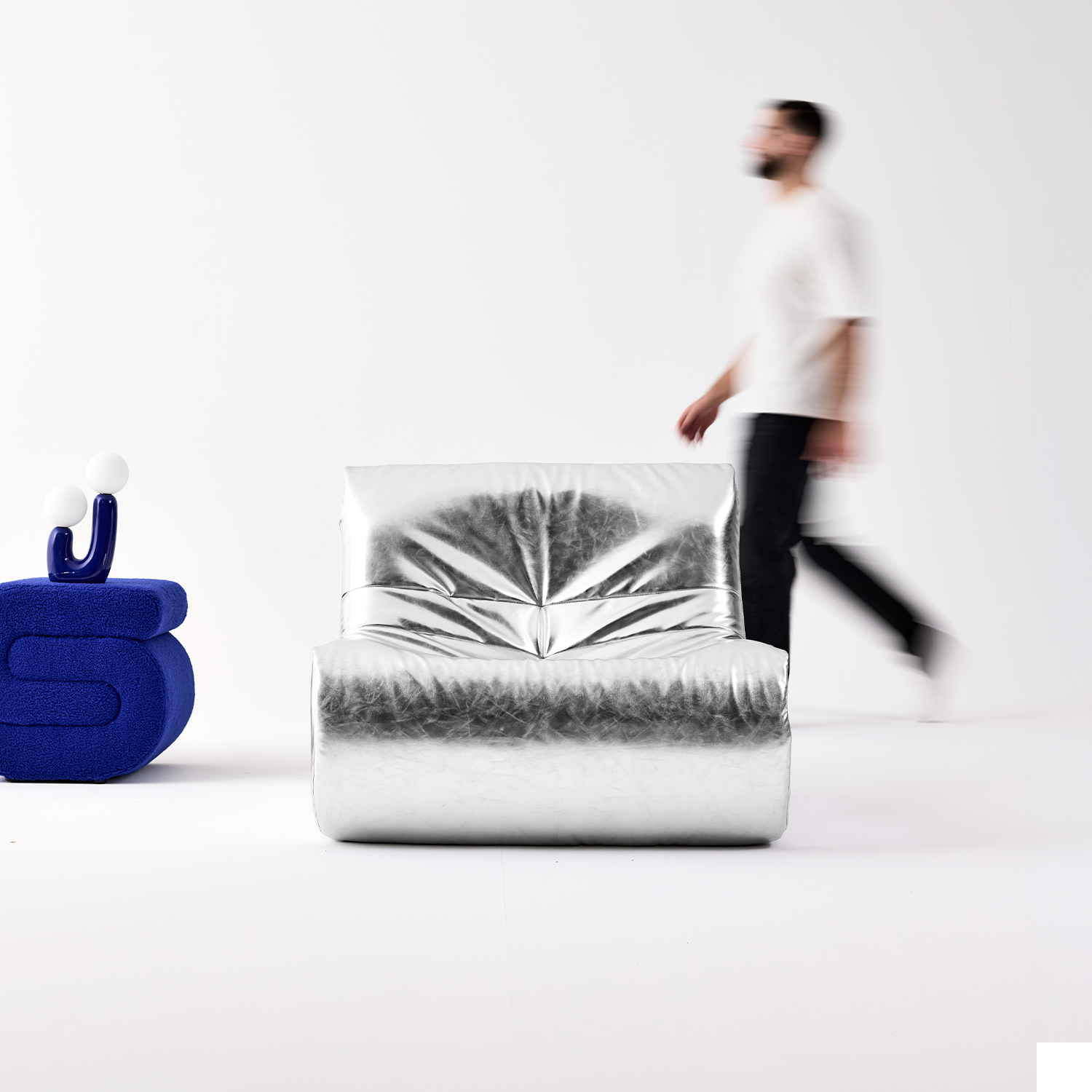 Poltrona retrò in similpelle, 1 posto Argenté - 91x105x72 cm,sweeek,Photo8