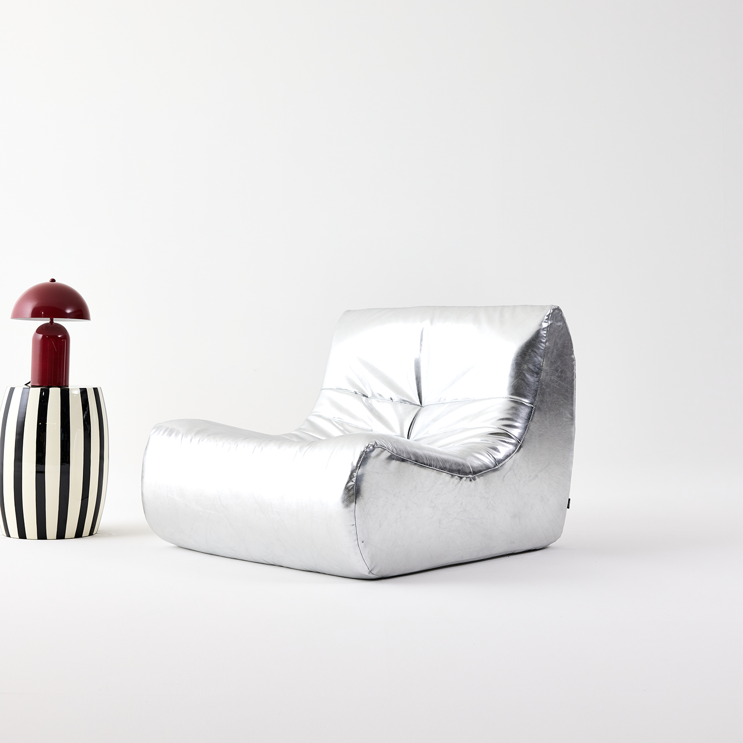 Retro fauteuil kunstleer 1 zitplaats zilverkleurig - Sokol Silver,sweeek,Photo1