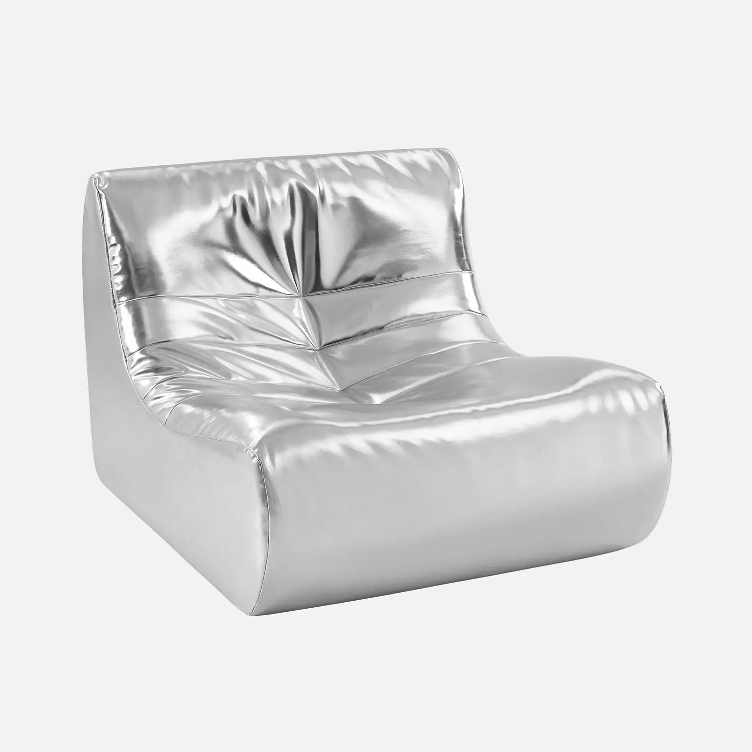 Retro fauteuil kunstleer 1 zitplaats zilverkleurig - Sokol Silver Photo10