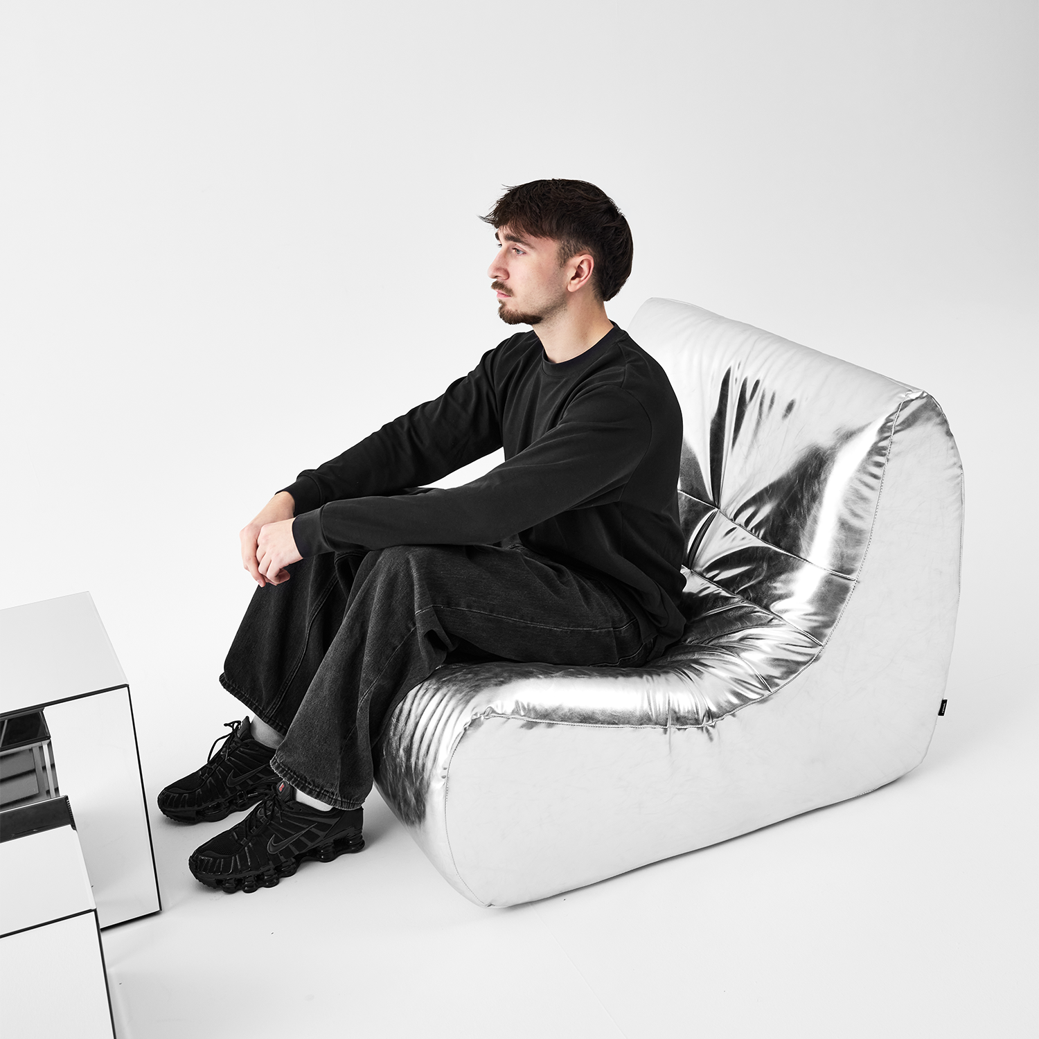 Poltrona retrò in similpelle, 1 posto Argenté - 91x105x72 cm,sweeek,Photo5