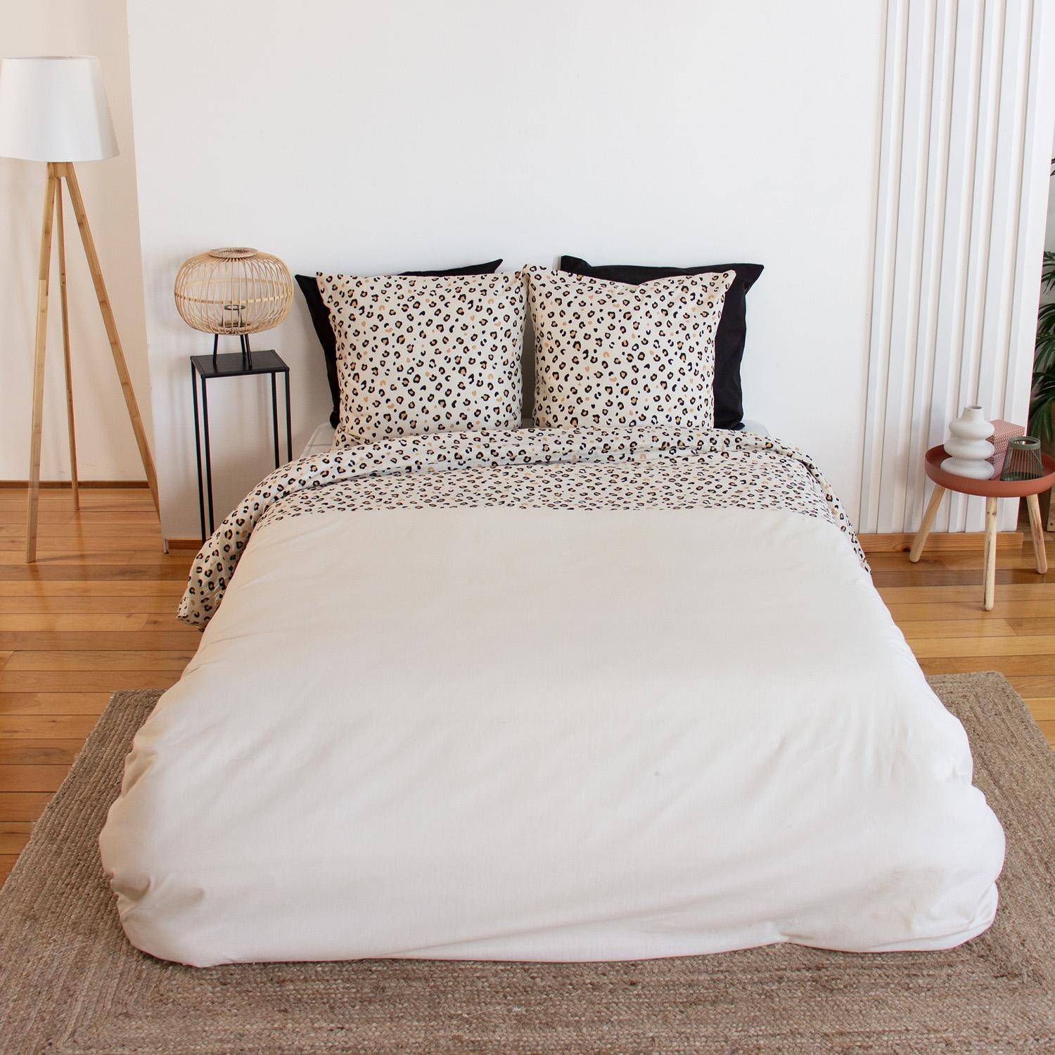 Parure de lit coton réversible 2 places imprimé léopard 240x220cm - Mila,sweeek,Photo2