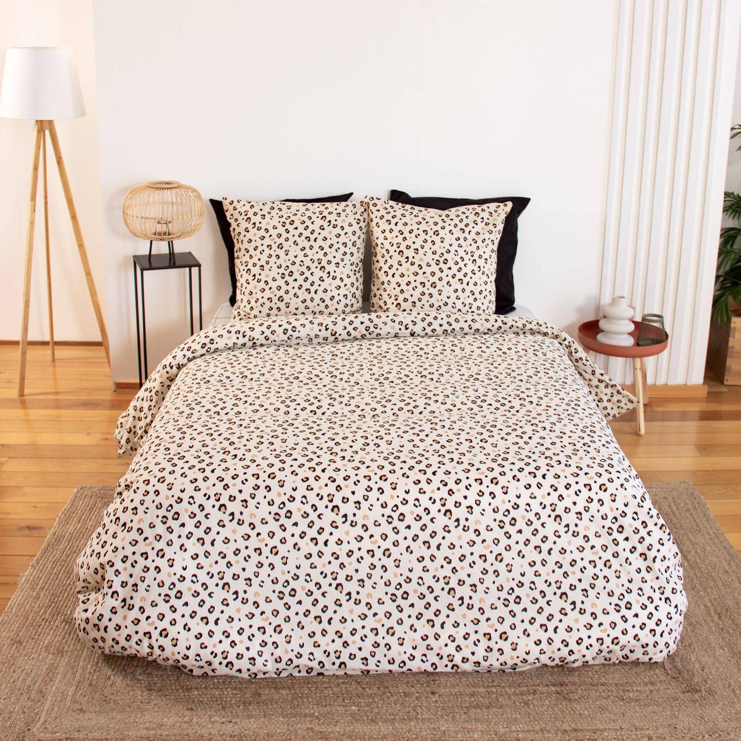 Parure de lit coton réversible 2 places imprimé léopard 240x220cm - Mila,sweeek,Photo1