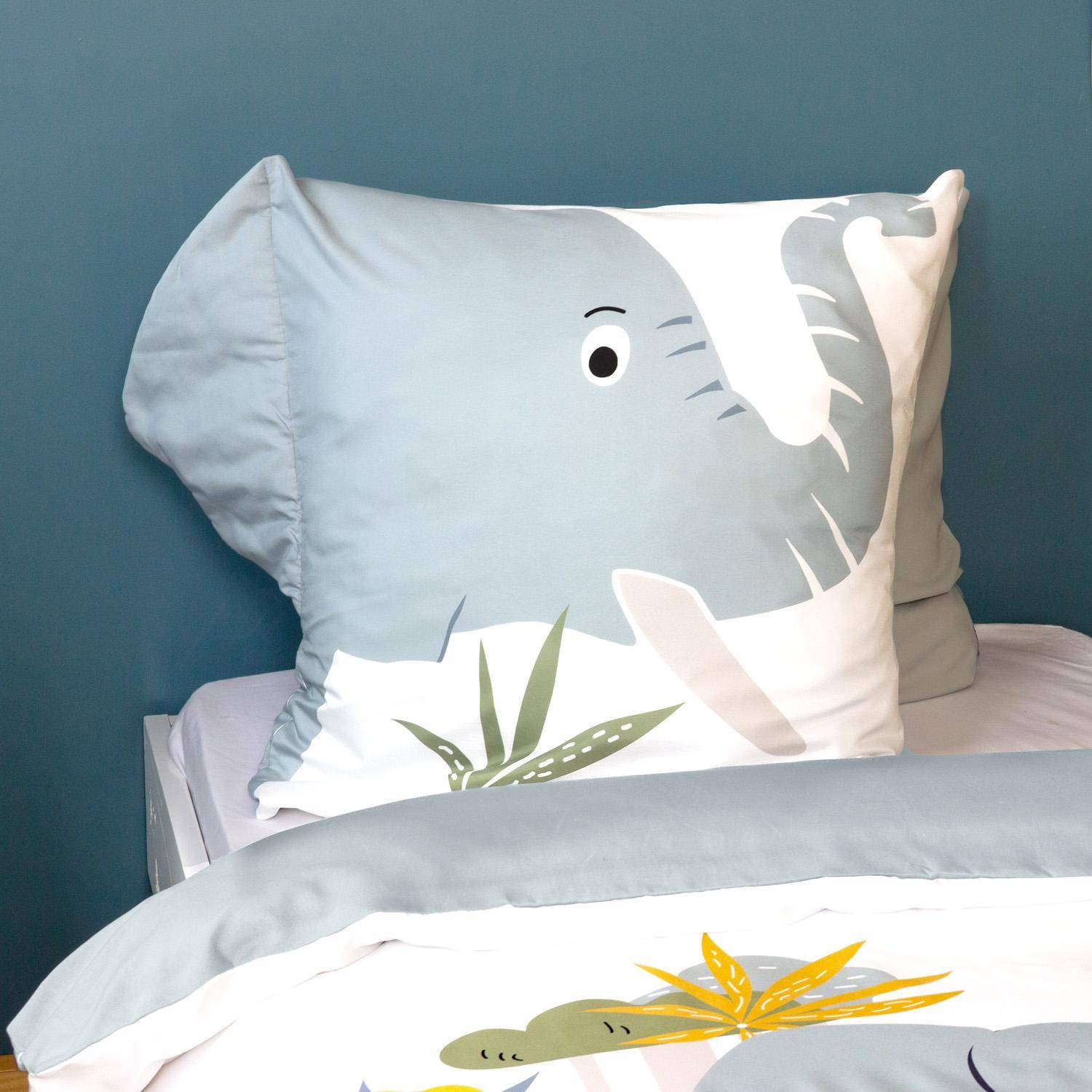 Parure de lit microfibre réversible imprimé éléphant 1 place 140x200cm - Marceau Photo2