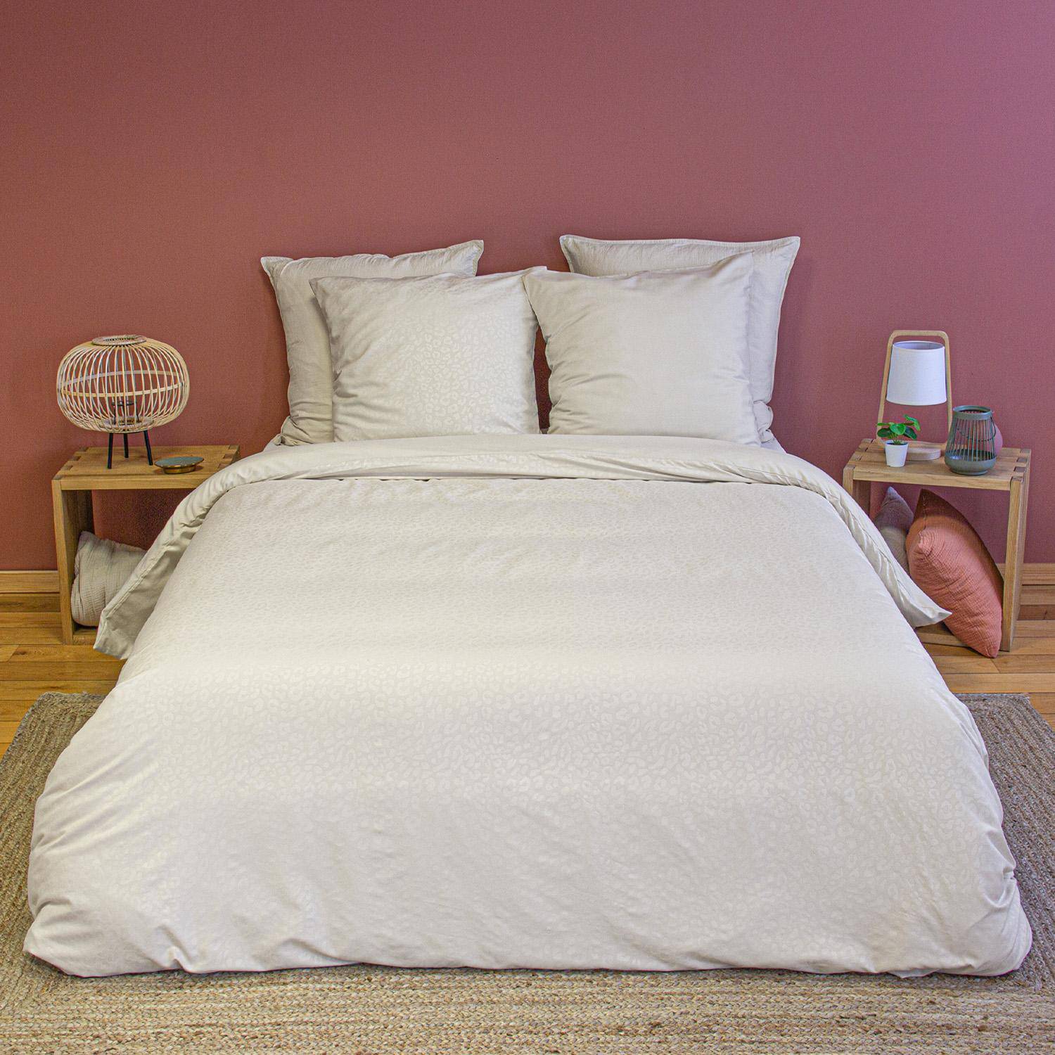 Parure de lit polyester réversible 2 places imprimé léopard 240x220cm - Sophie Photo1