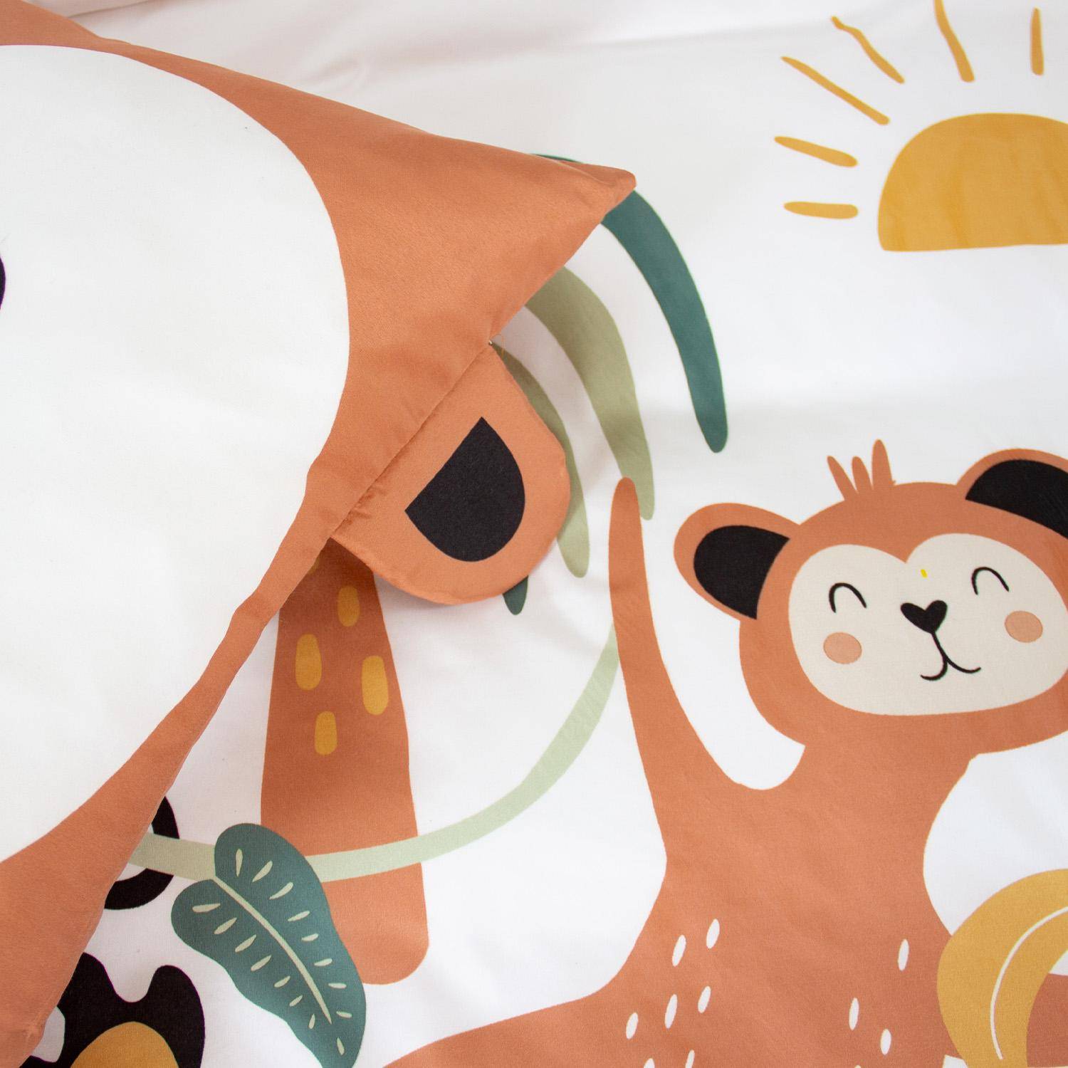 Parure de lit microfibre réversible imprimé singe 1 place 140x200cm - Arthur Photo2