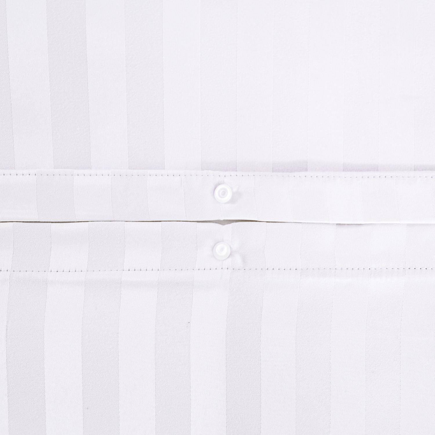 Parure de lit polyester effet satin fines rayures 2 places blanc 260x240cm - Andréa,sweeek,Photo3