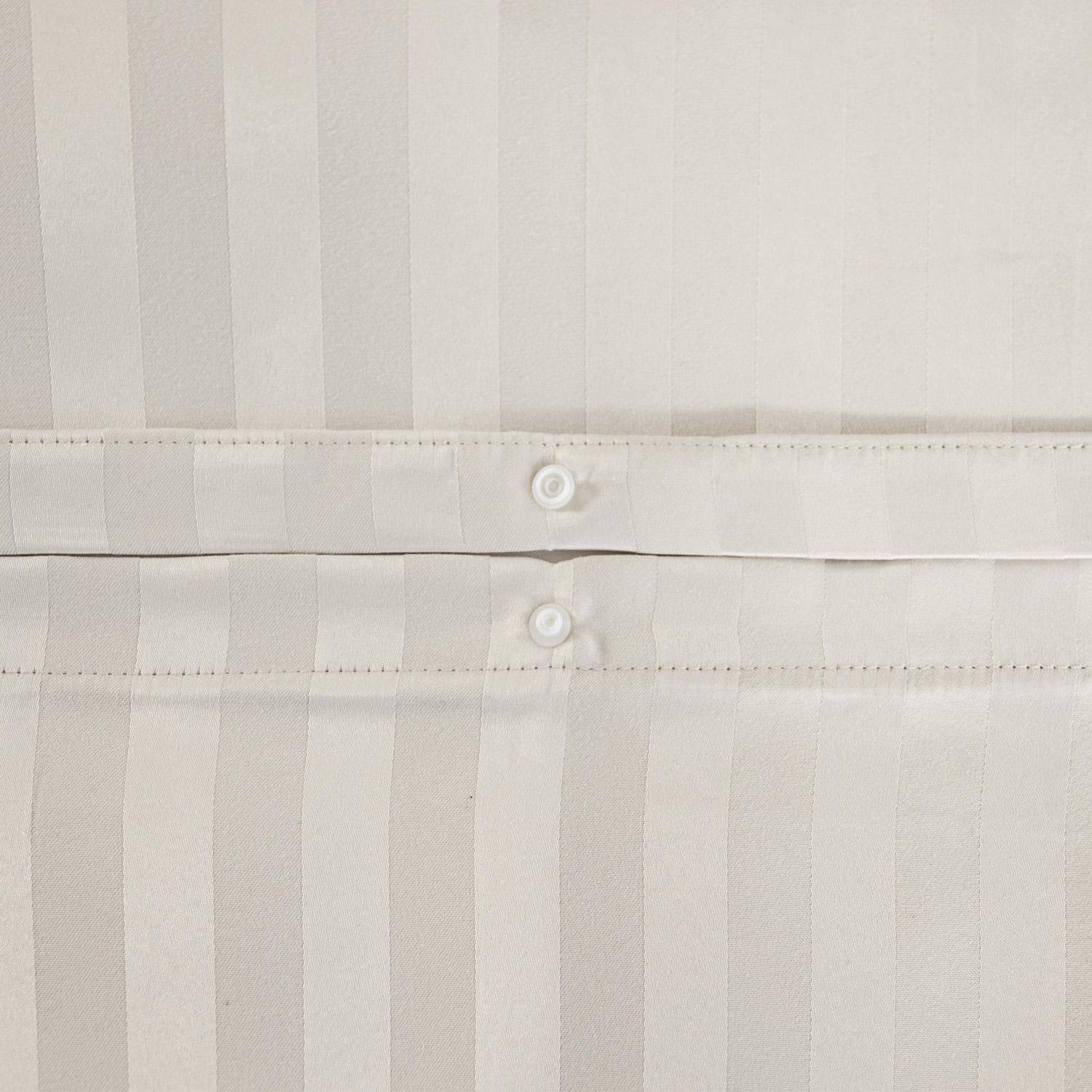 Parure de lit polyester effet satin fines rayures 2 places beige 240x220cm - Andréa Photo3