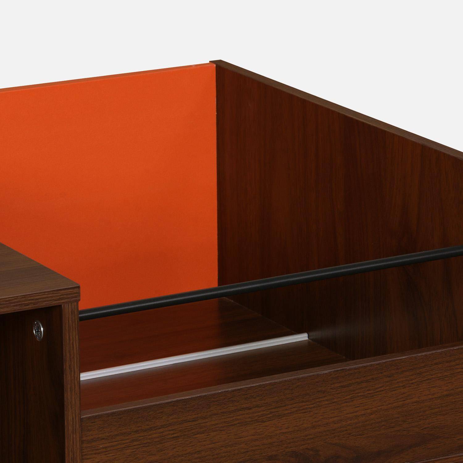 Vintage vinyl meubel met donkere houtlook en oranje achterwand 100cm - Nepal,sweeek,Photo4