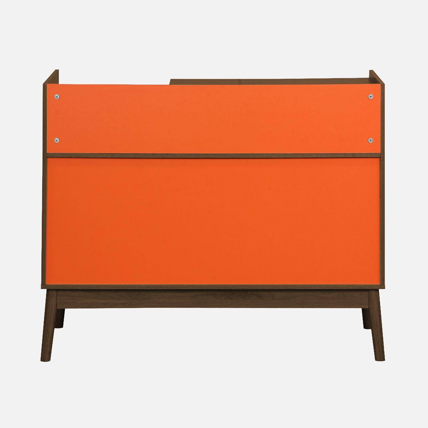 Vintage vinyl meubel met donkere houtlook en oranje achterwand 100cm - Nepal,sweeek,Photo3