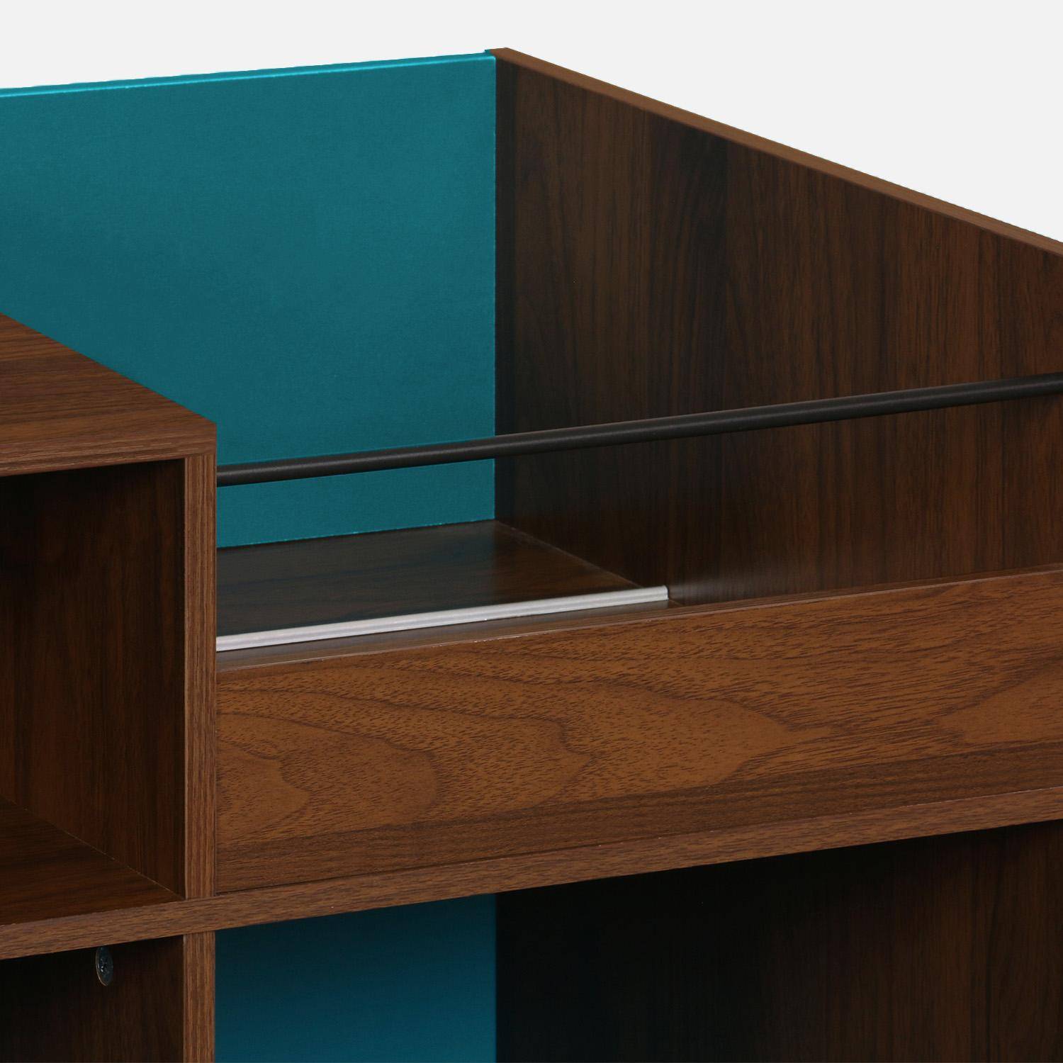 Vintage vinyl meubel met donkere houtlook en blauwe achterwand 100cm - Nepal,sweeek,Photo4